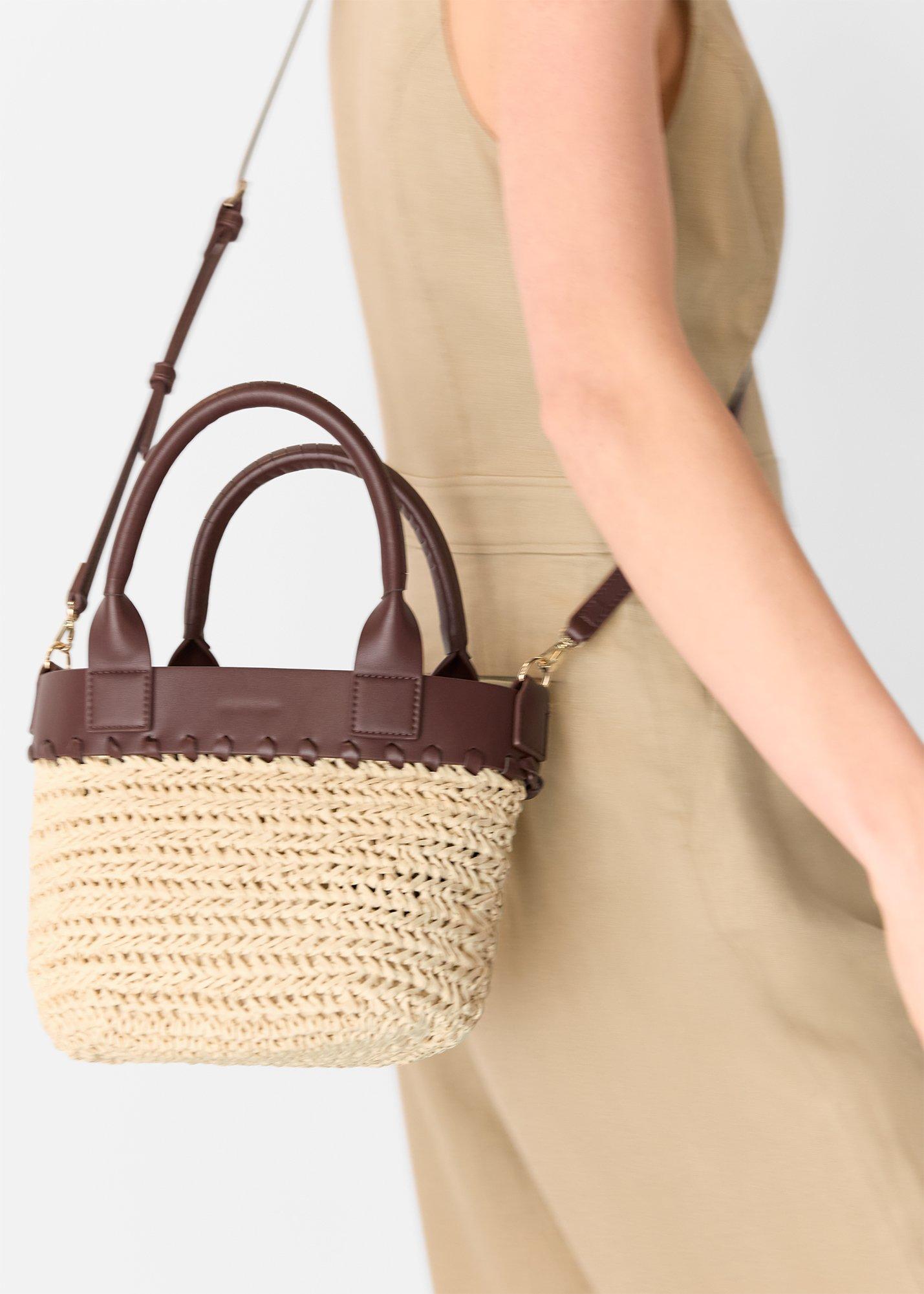 Neutral May Collar Straw Crossbody Bag