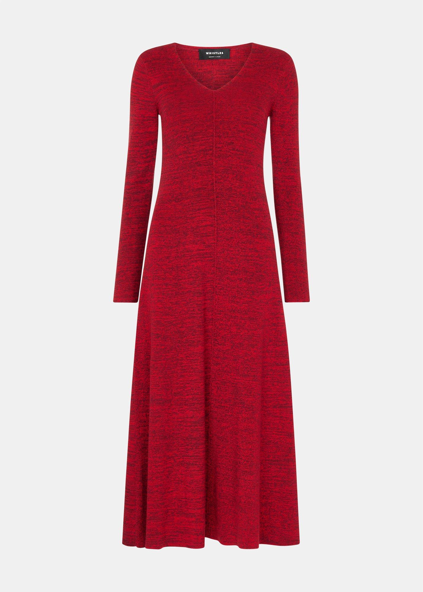 Melange Ribbed Midi Knit Dress