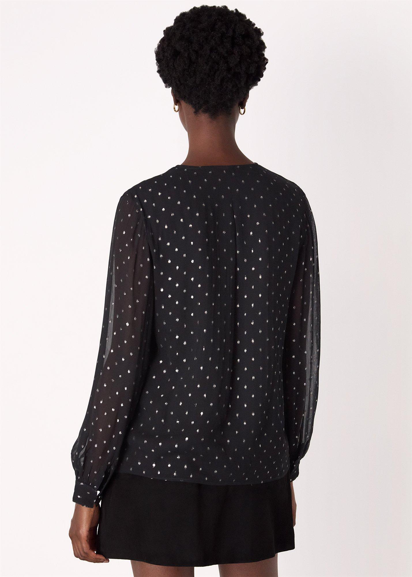 Metallic Dobby Frill Blouse