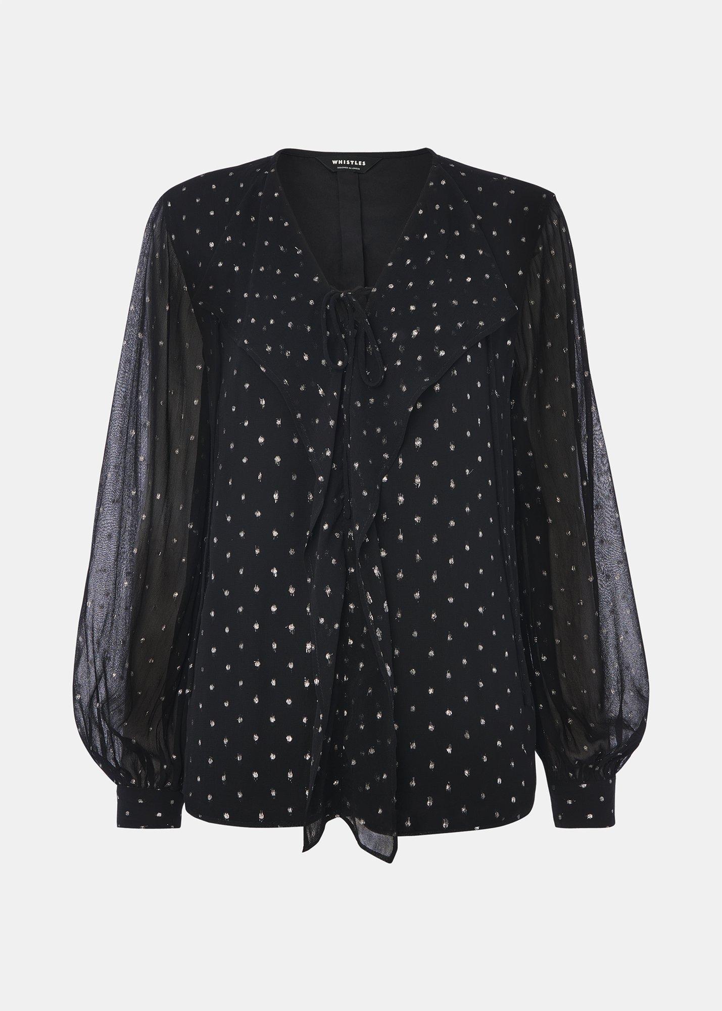 Metallic Dobby Frill Blouse