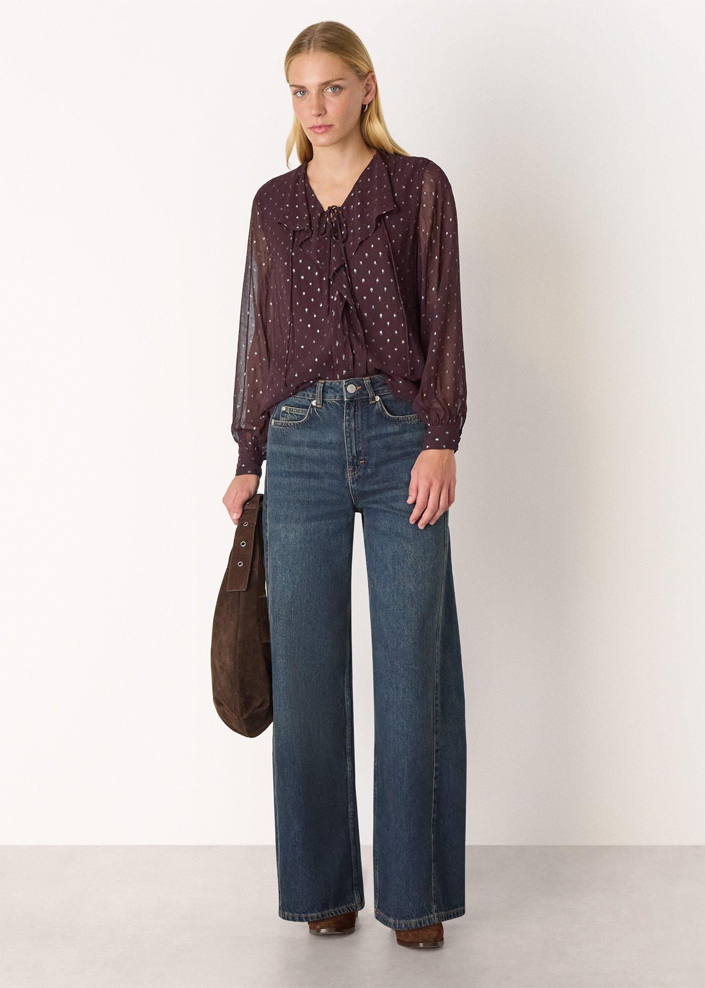 Metallic Dobby Frill Blouse