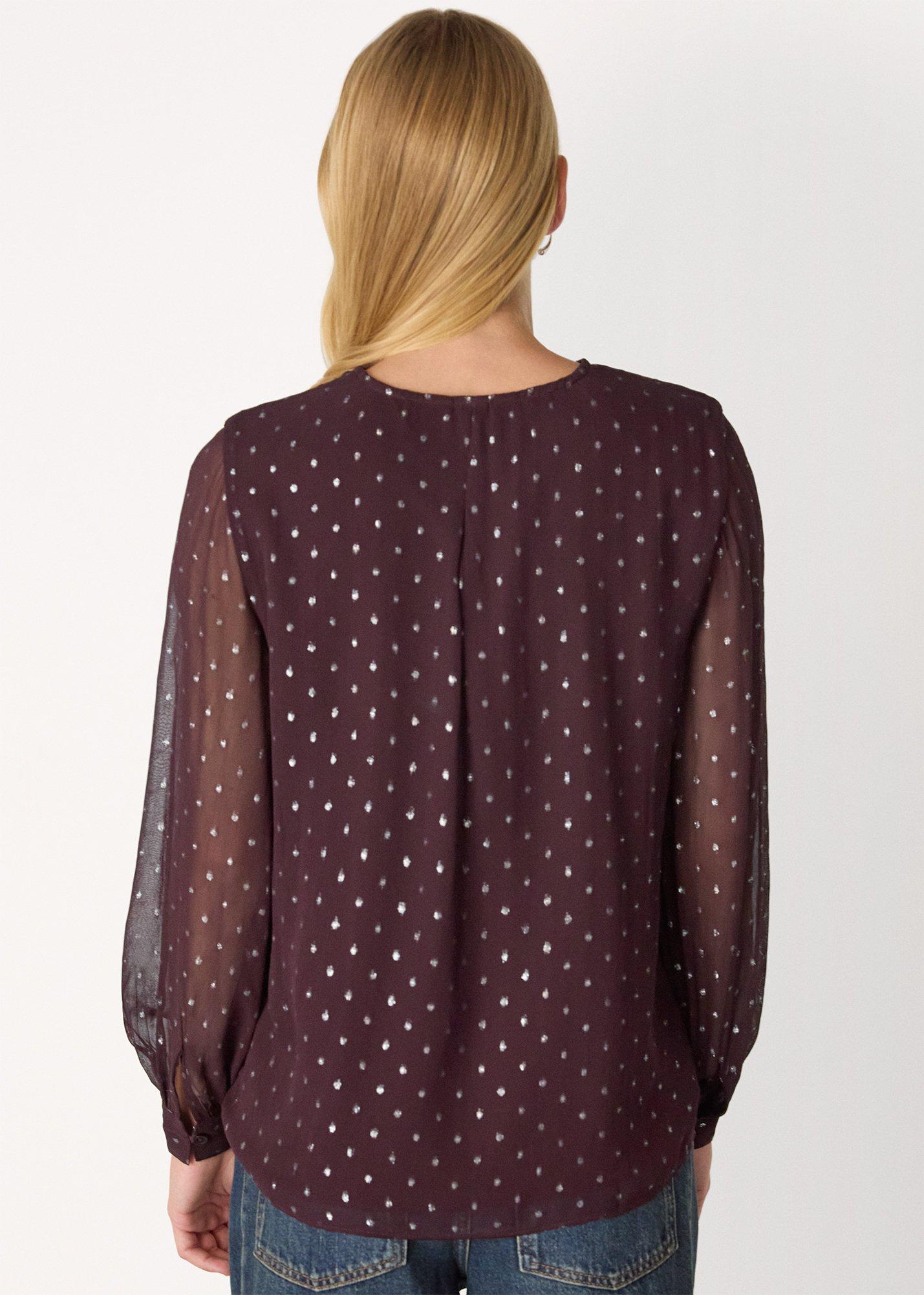 Metallic Dobby Frill Blouse