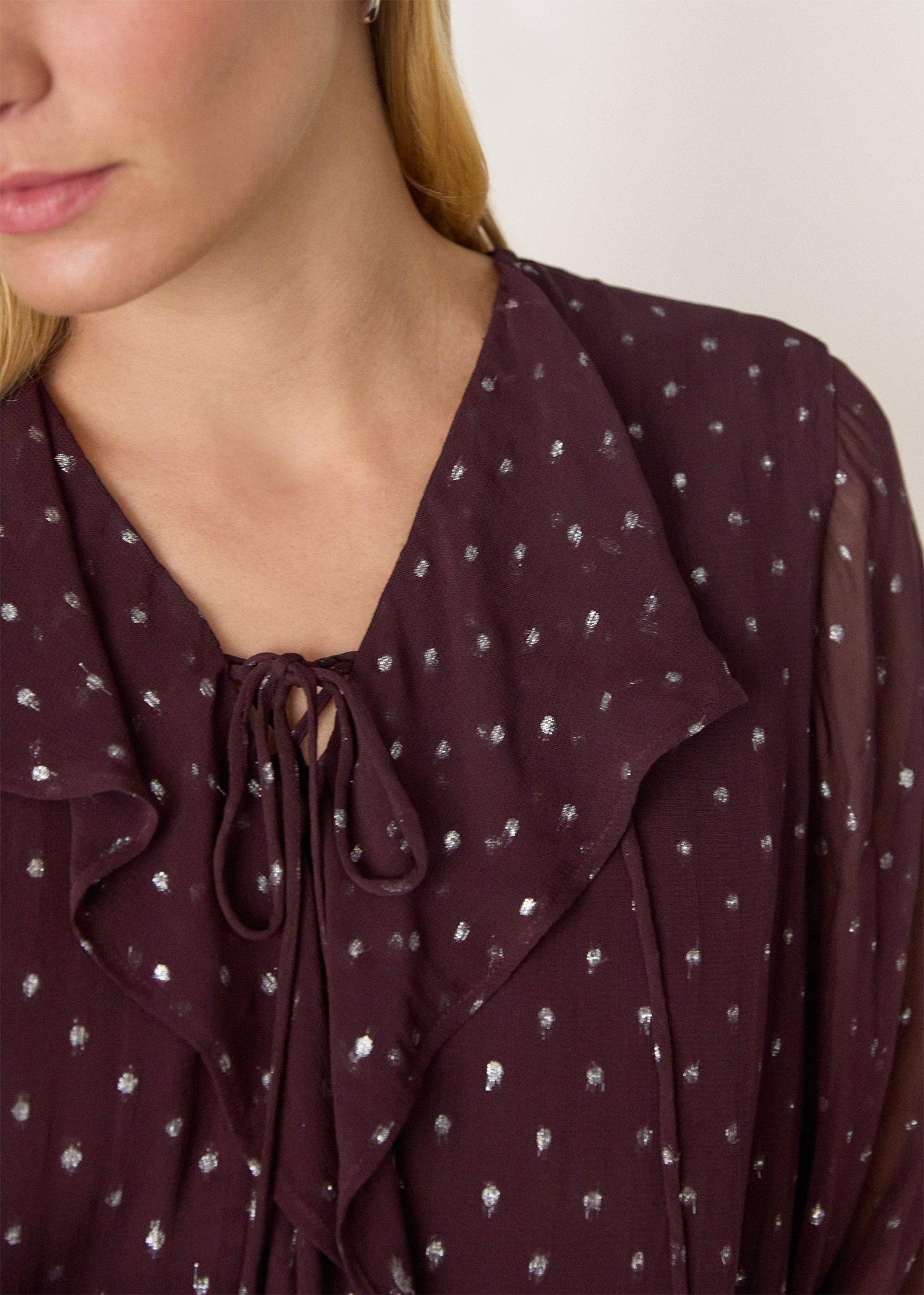 Metallic Dobby Frill Blouse