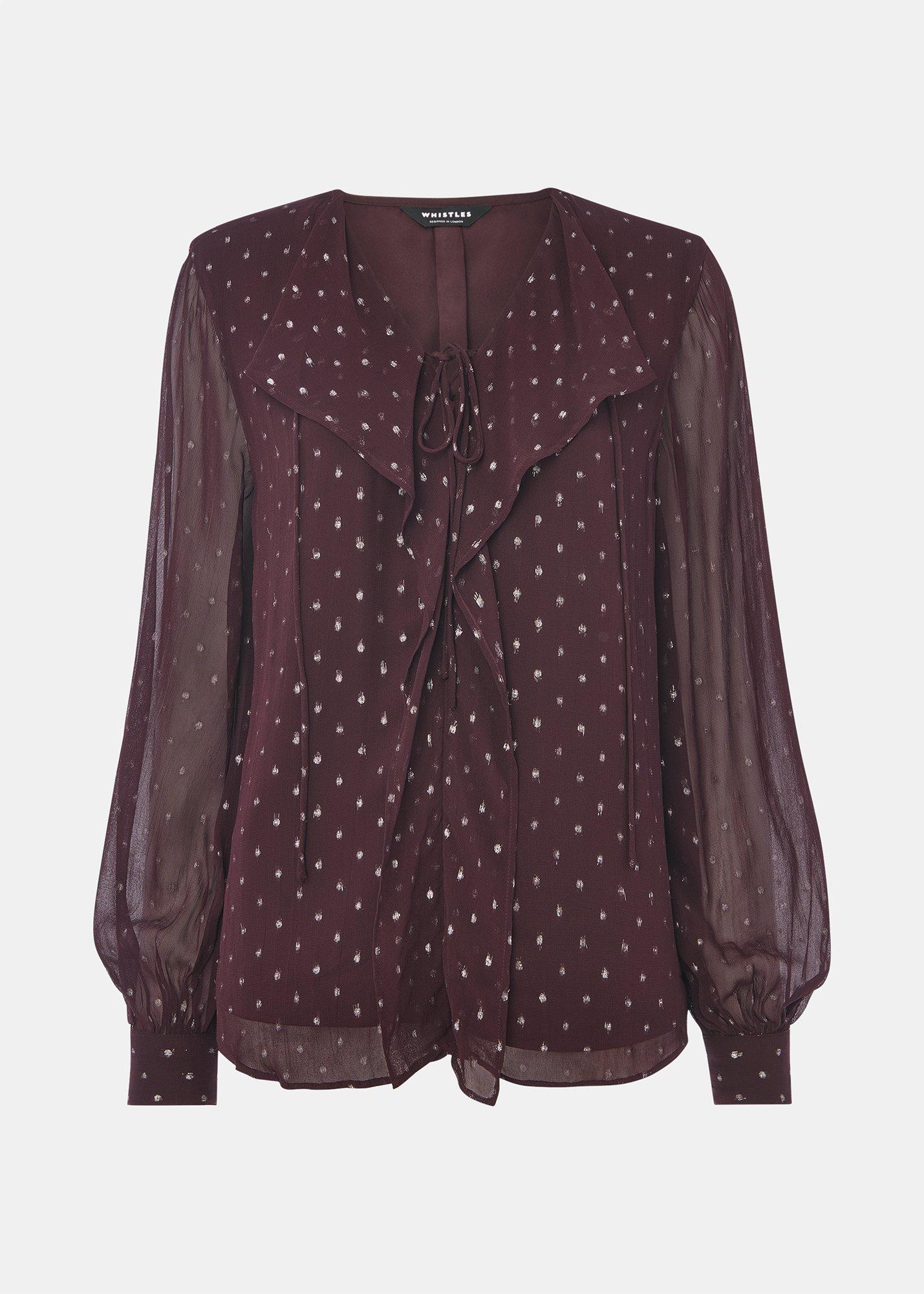 Metallic Dobby Frill Blouse