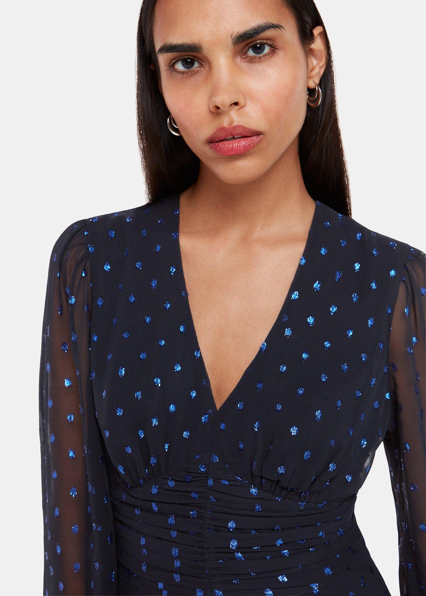 Metallic Dobby Midi Dress