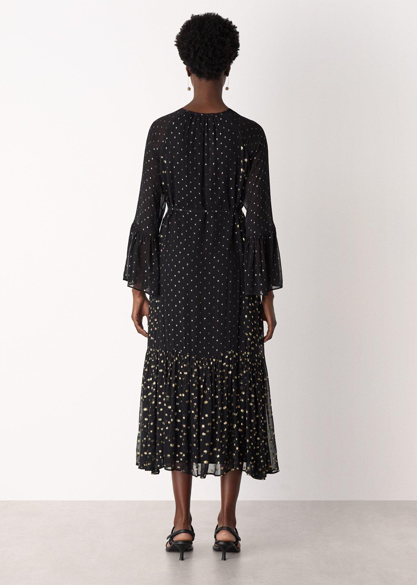 Metallic Dobby Ruffle Dress