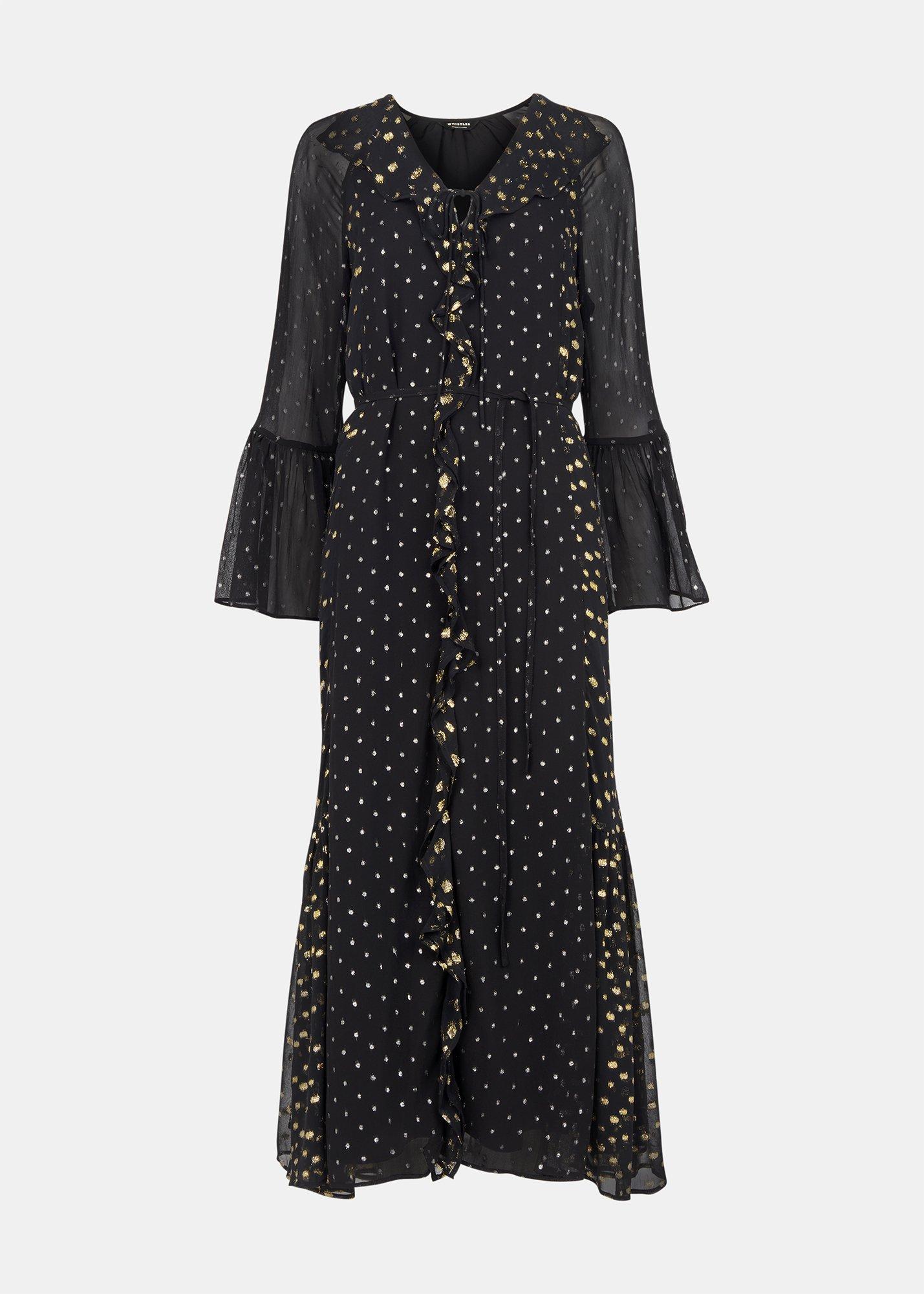 Metallic Dobby Ruffle Dress