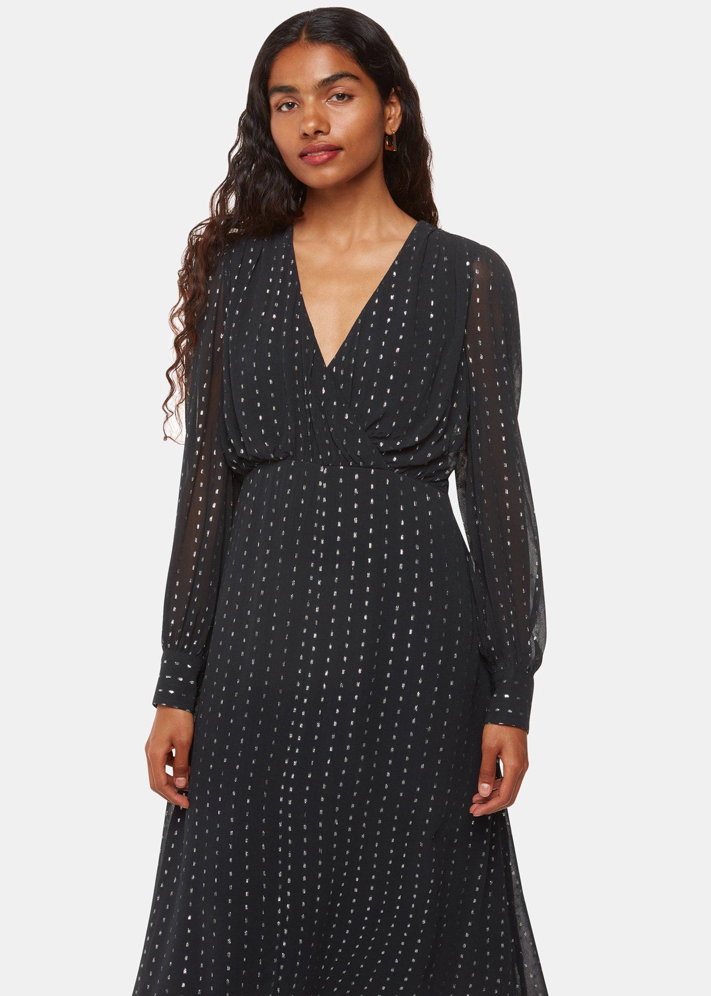 Petite Metallic Stripe Midi Dress