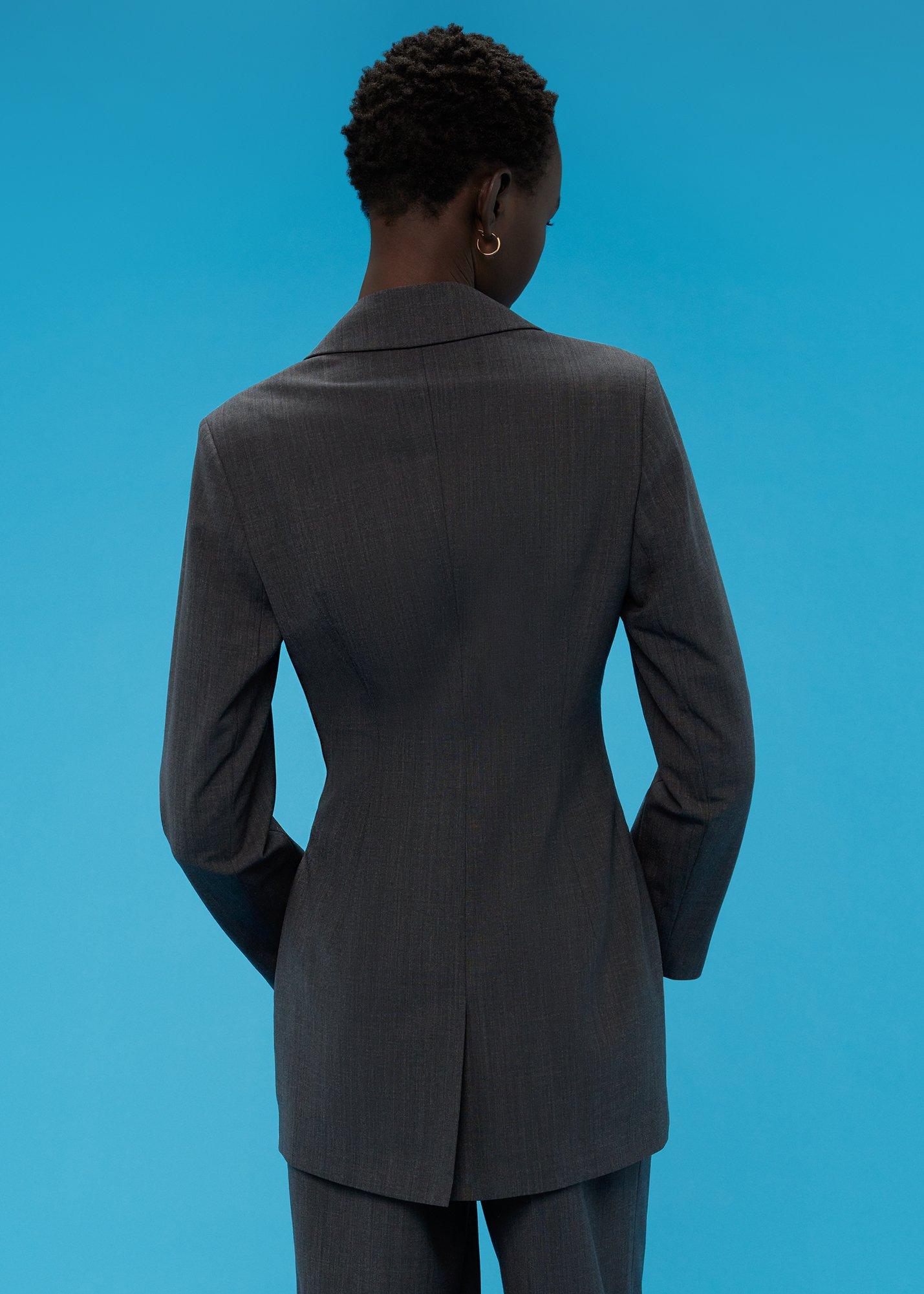 Grey Mia Elongated Waist Blazer