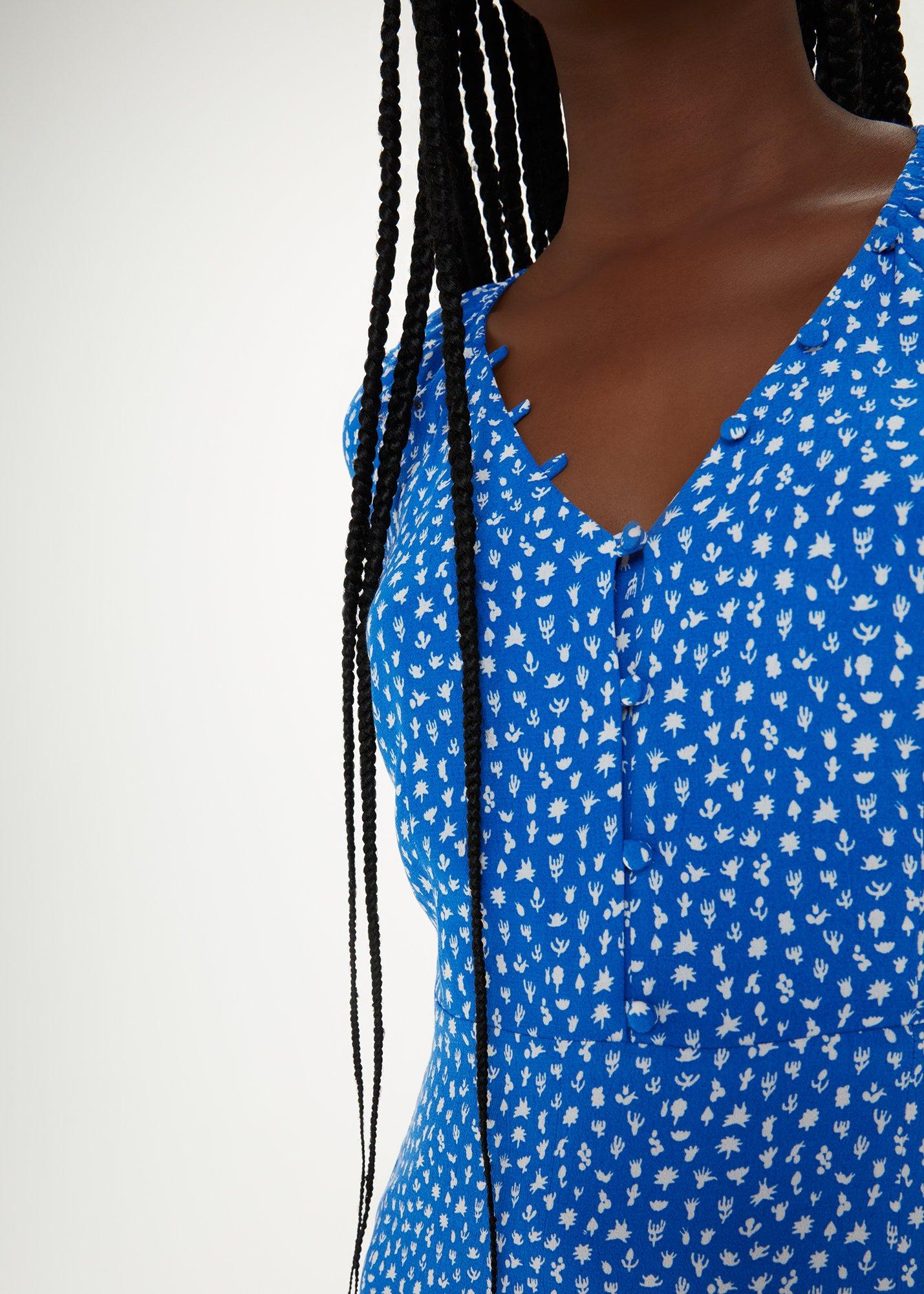 Micro Cactus Print Midi Dress