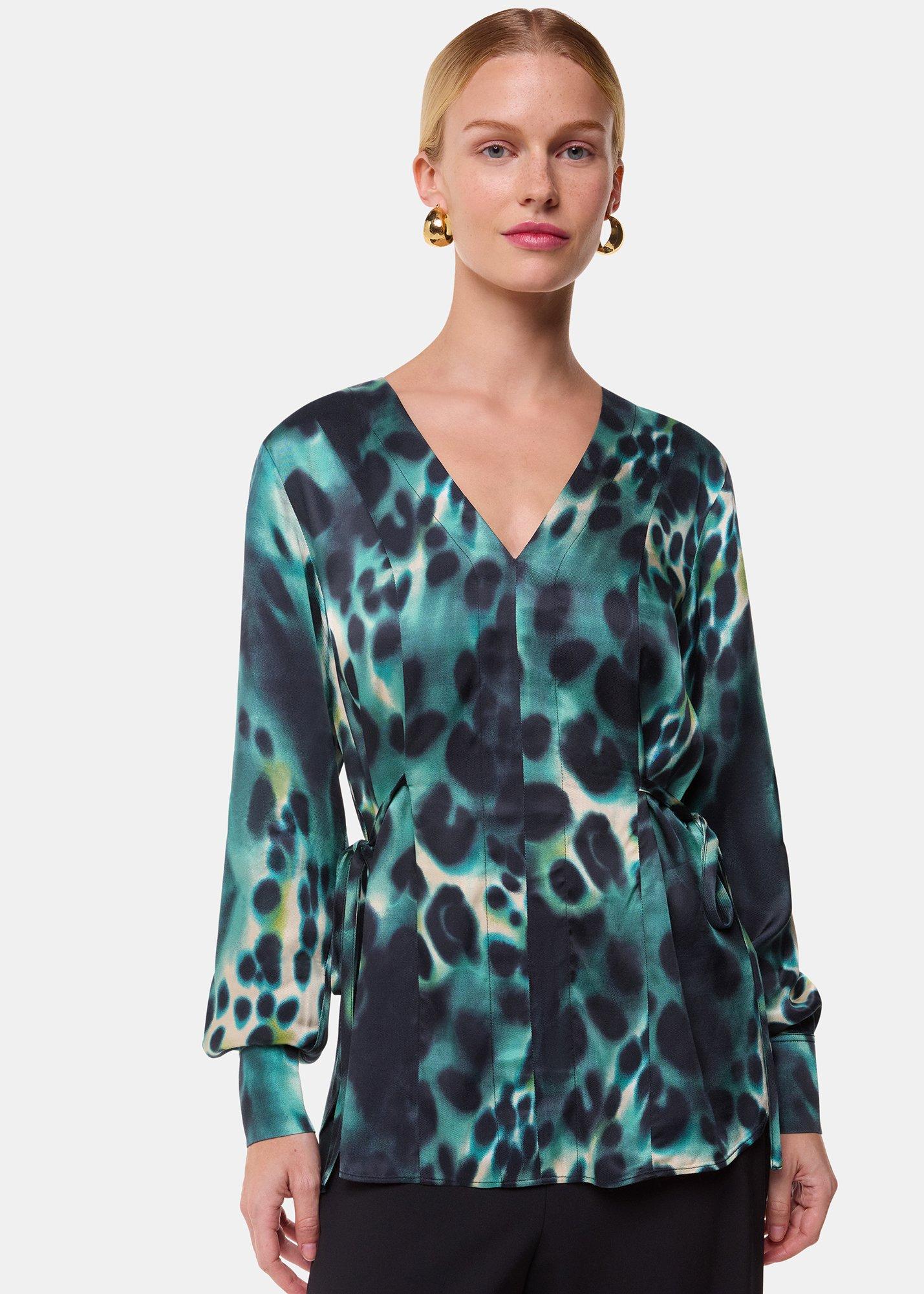 Misty Leopard V Neck Blouse