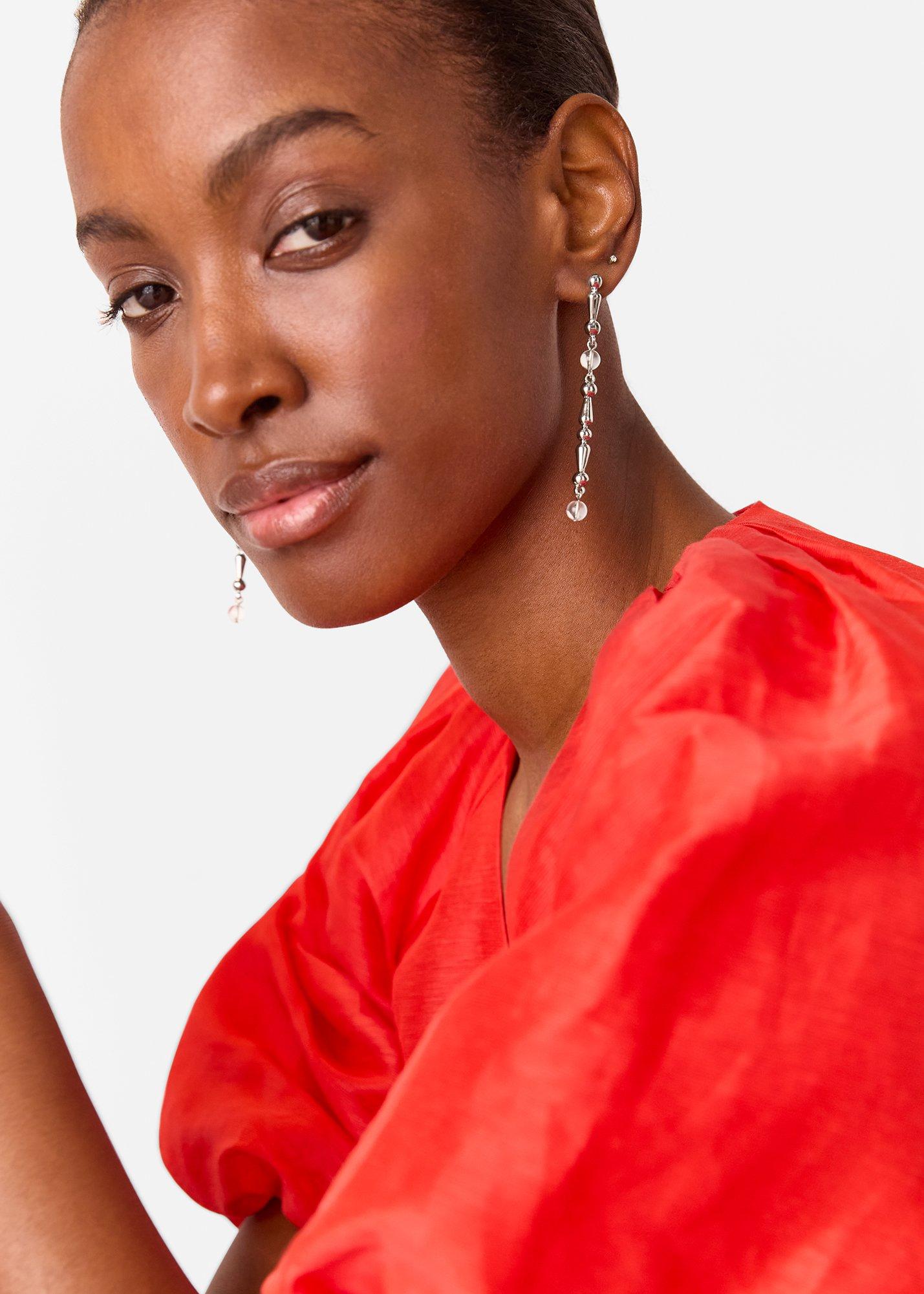 Silver Mixed Bead Drop Earring