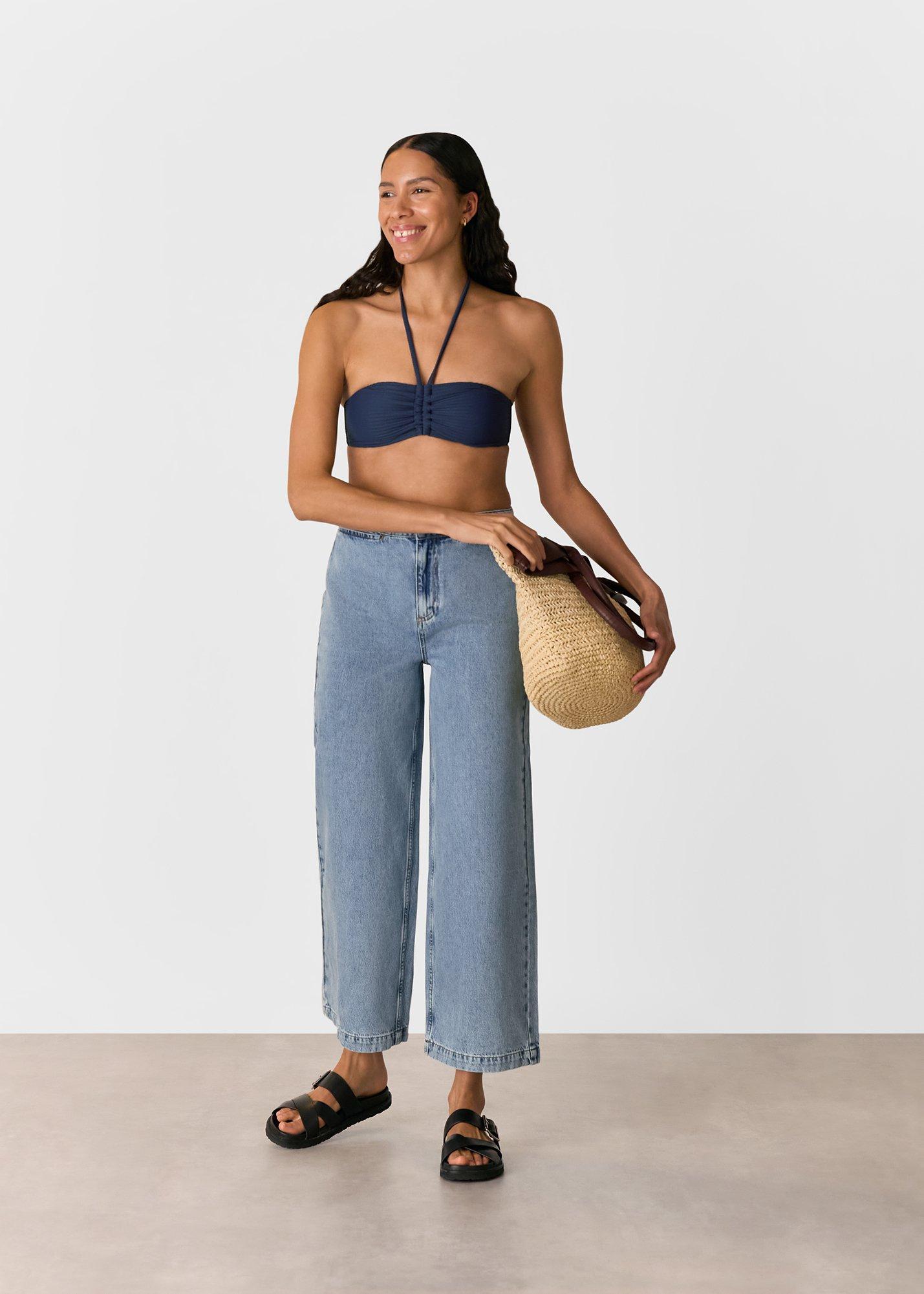 Mixed Rib Halter Bikini Top