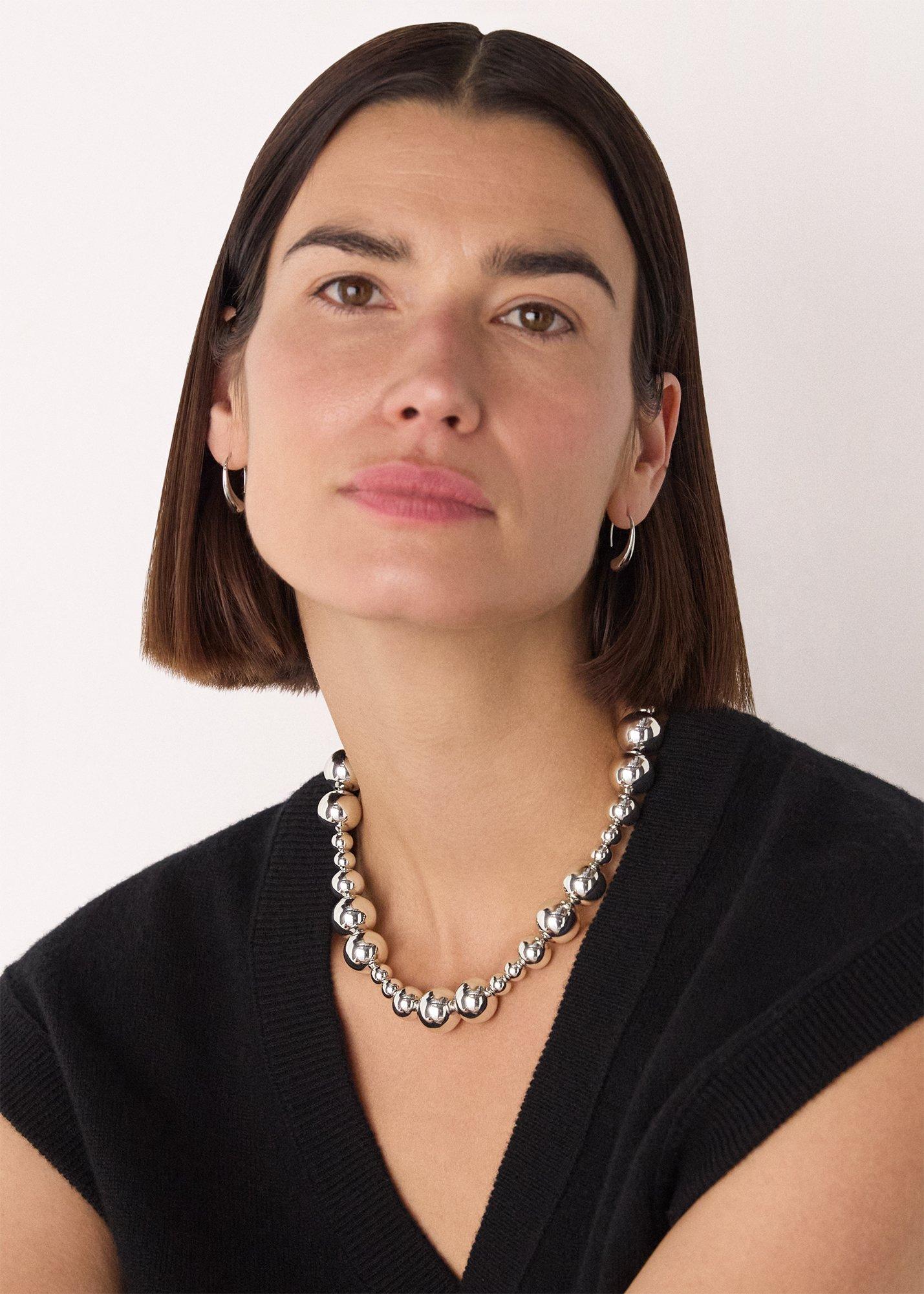 Silver Mixed Sphere Necklace