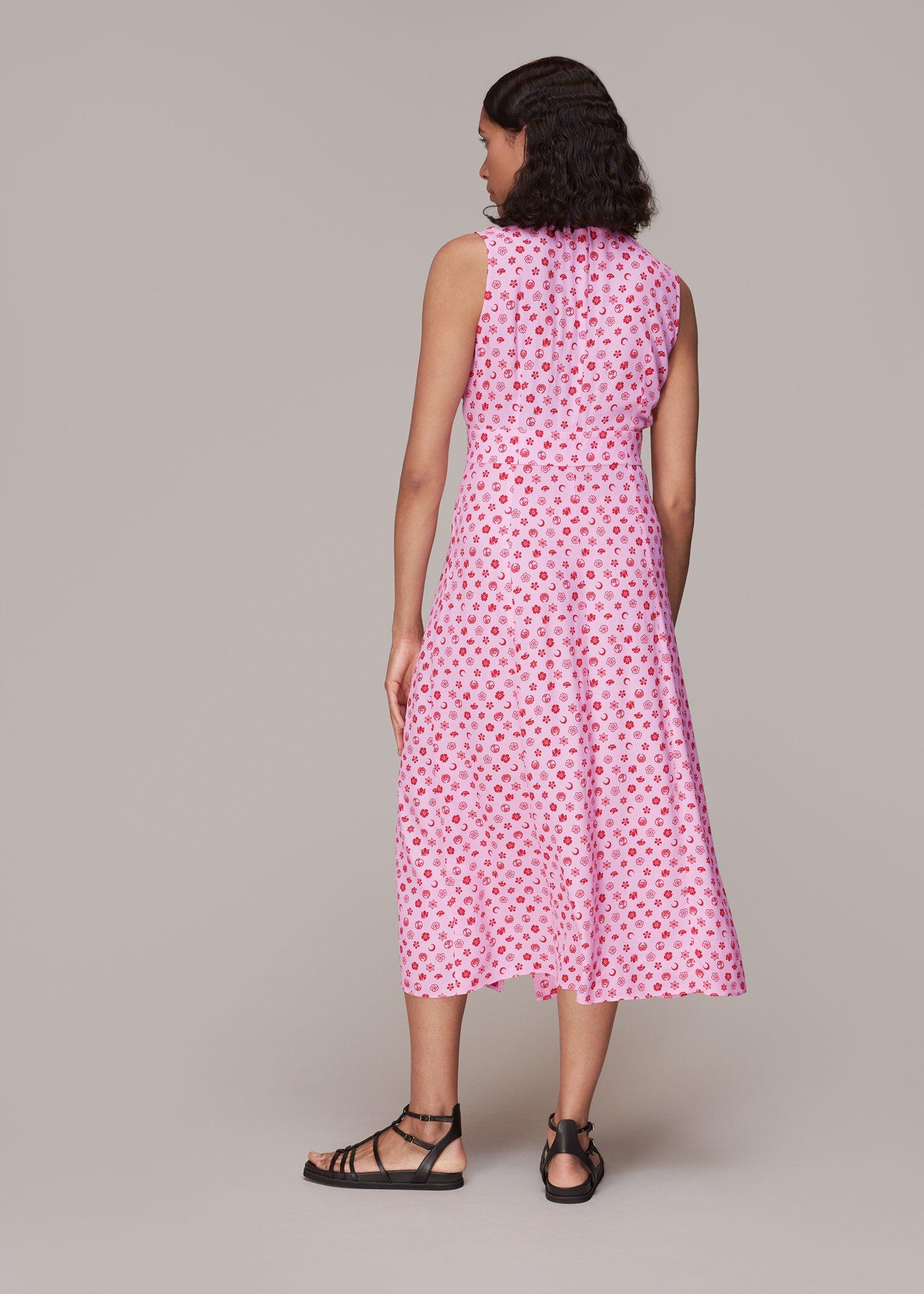 Pink Moon Floral Print Midi Dress
