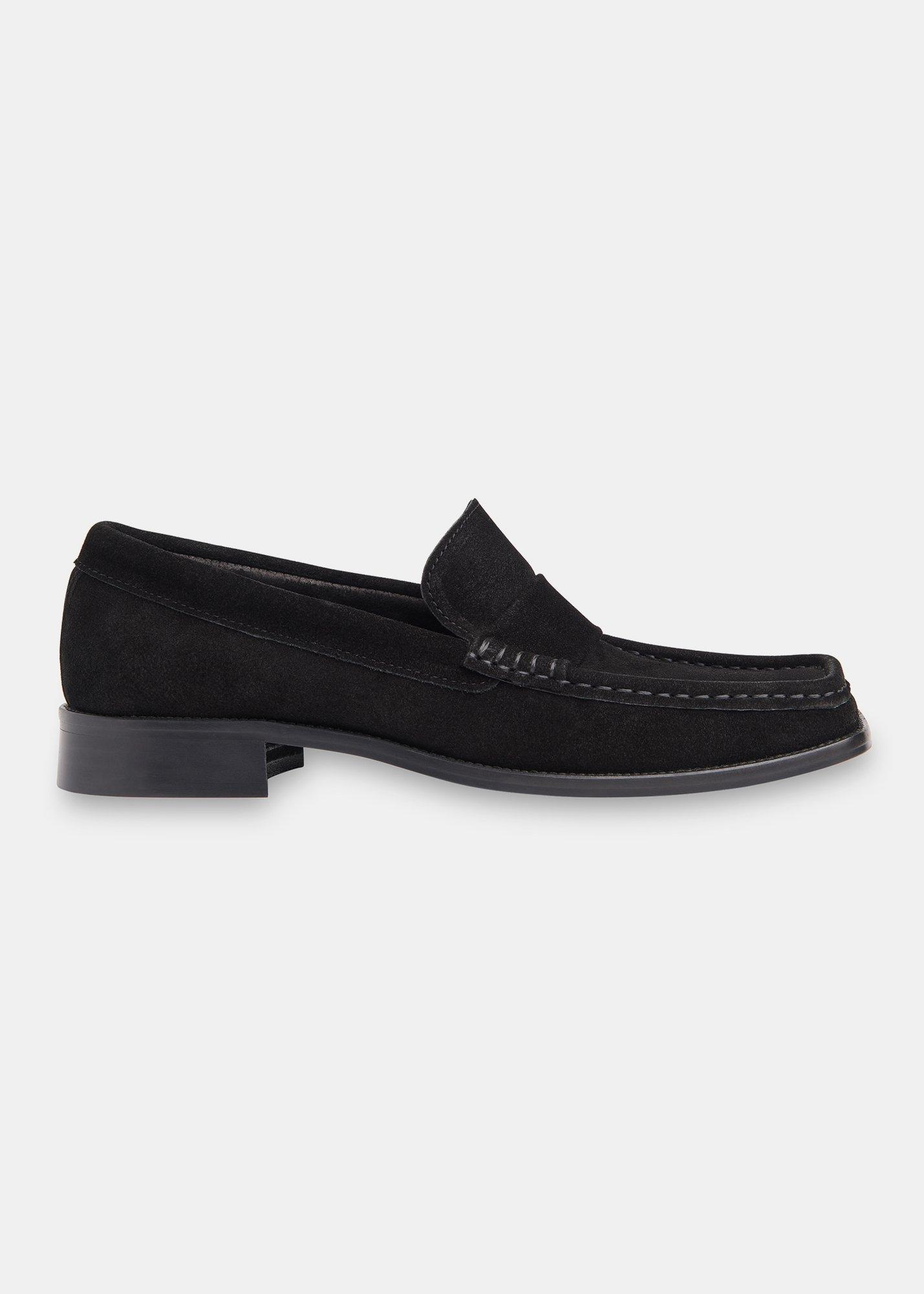 Black Mora Suede Square Toe Loafer