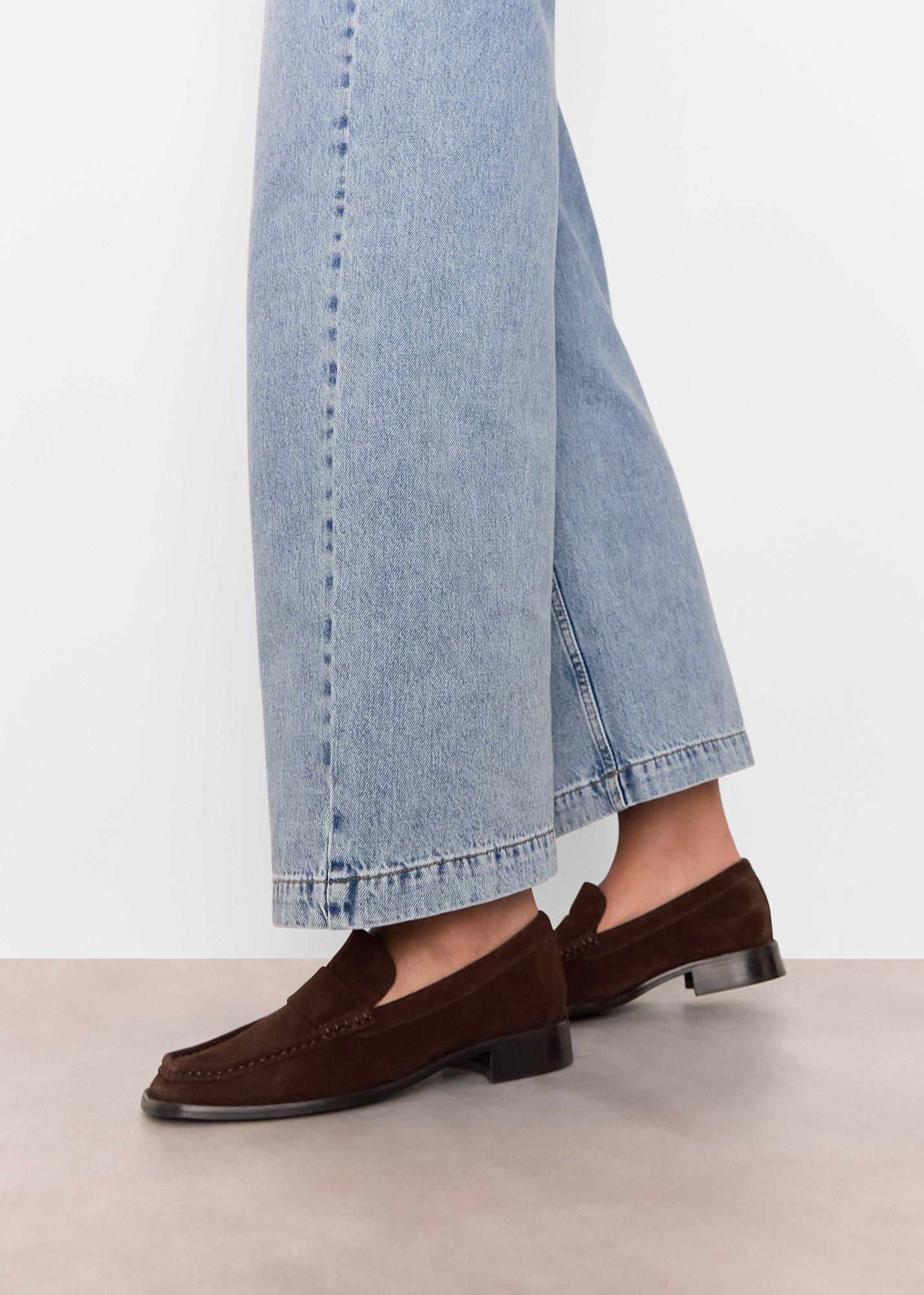 Chocolate Mora Suede Square Toe Loafer