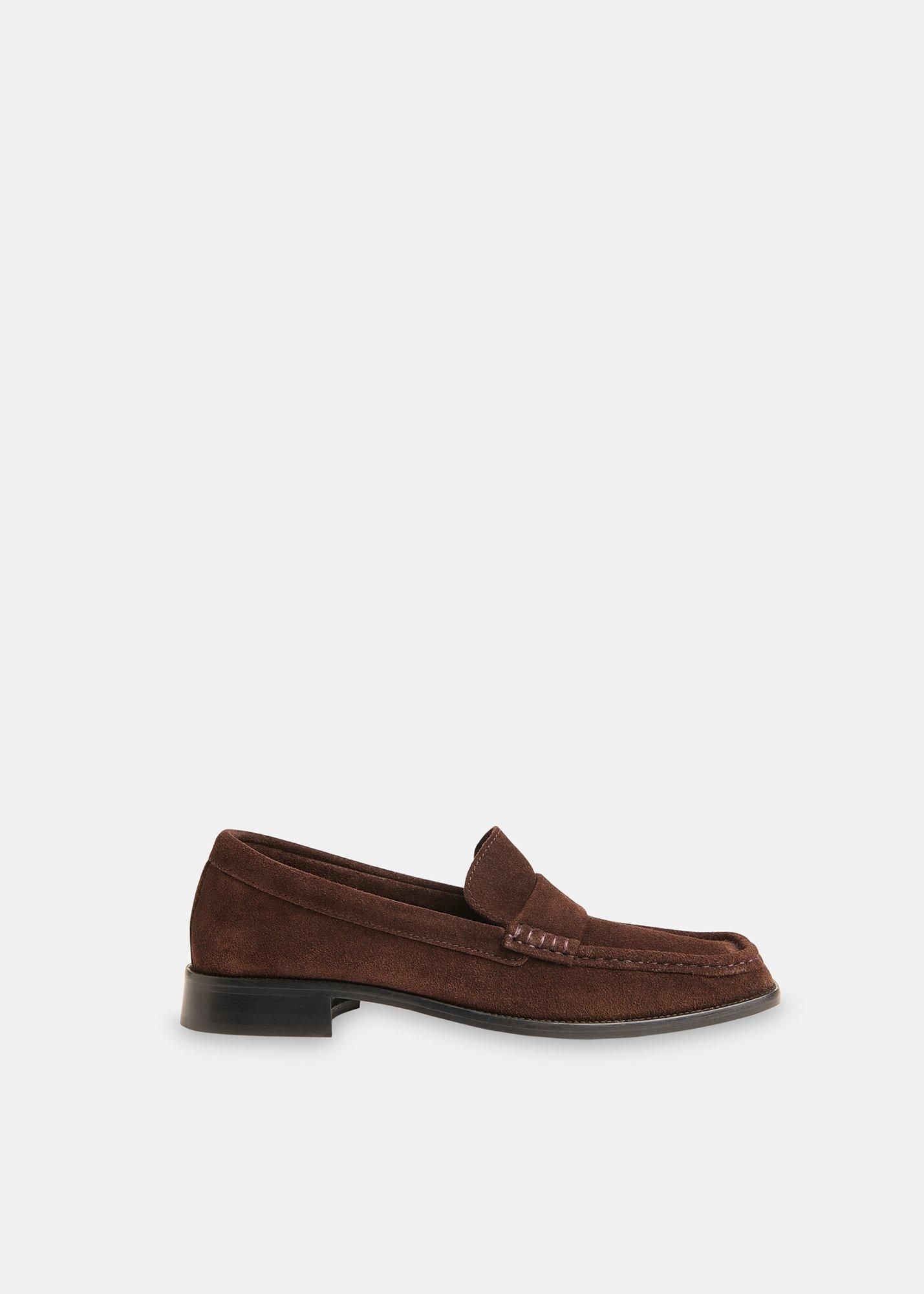 Chocolate Mora Suede Square Toe Loafer
