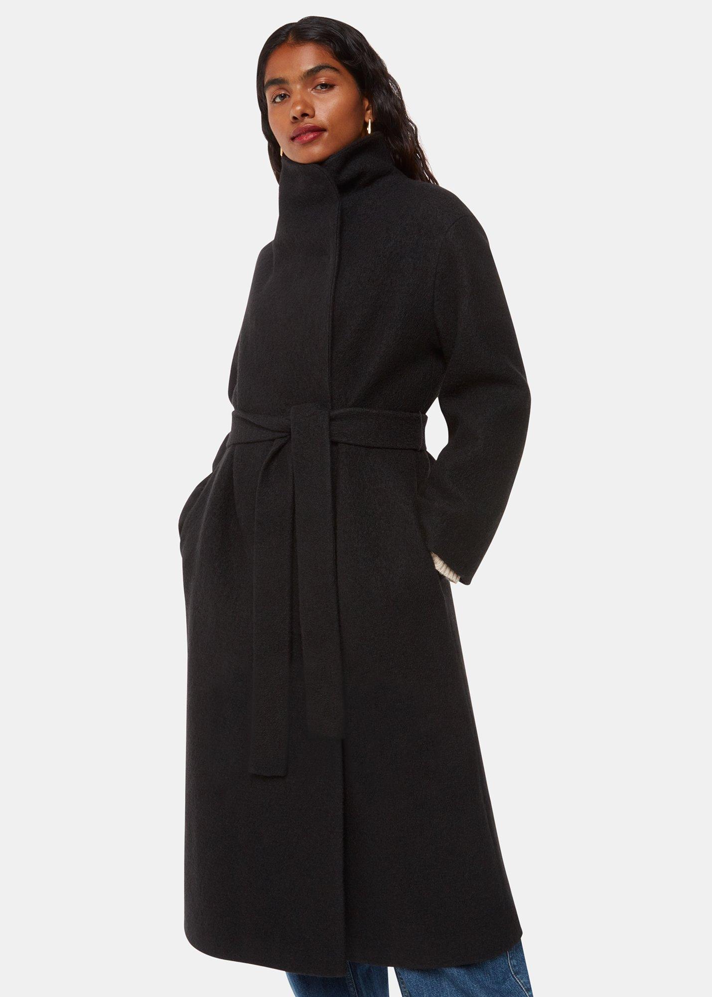 Black Morgan Funnel Neck Coat