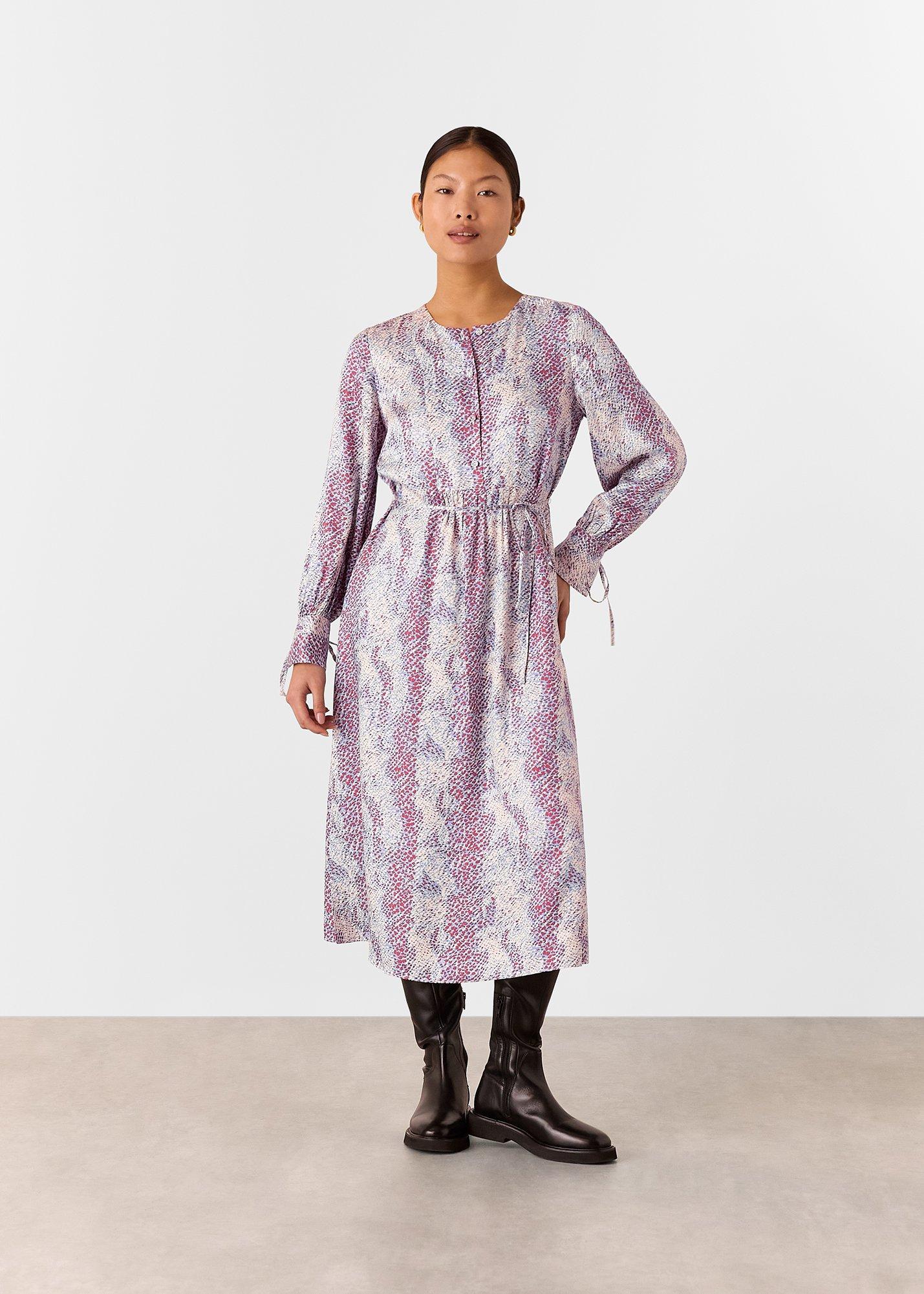 Multicolour Petite Mottled Snake Print Midi Dress