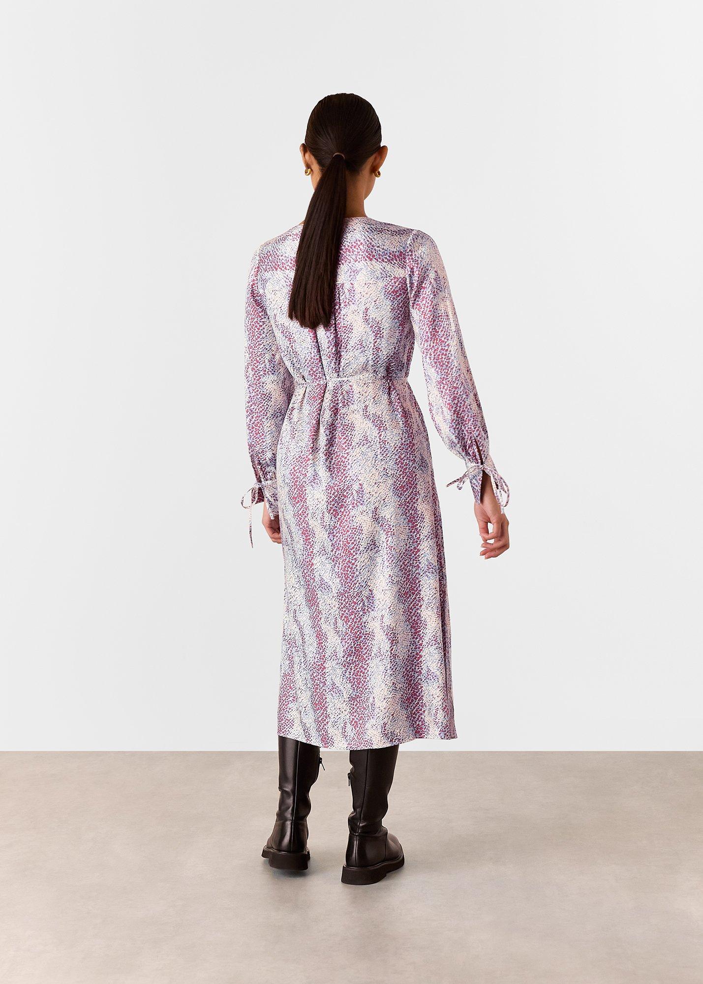 Multicolour Petite Mottled Snake Print Midi Dress