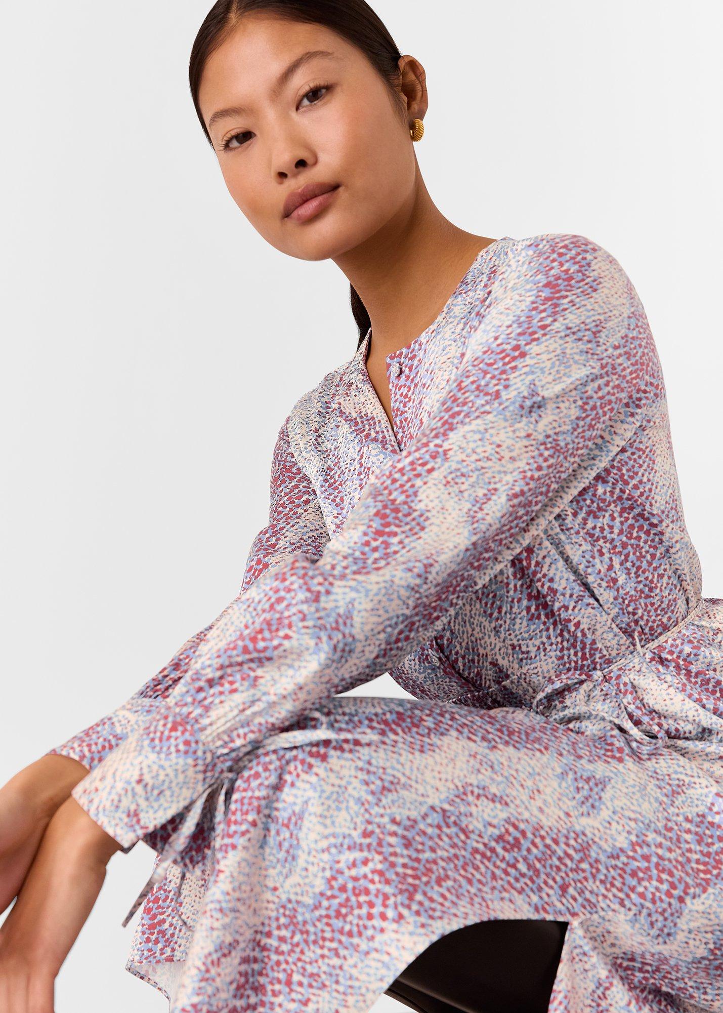 Petite Mottled Snake Print Midi Dress