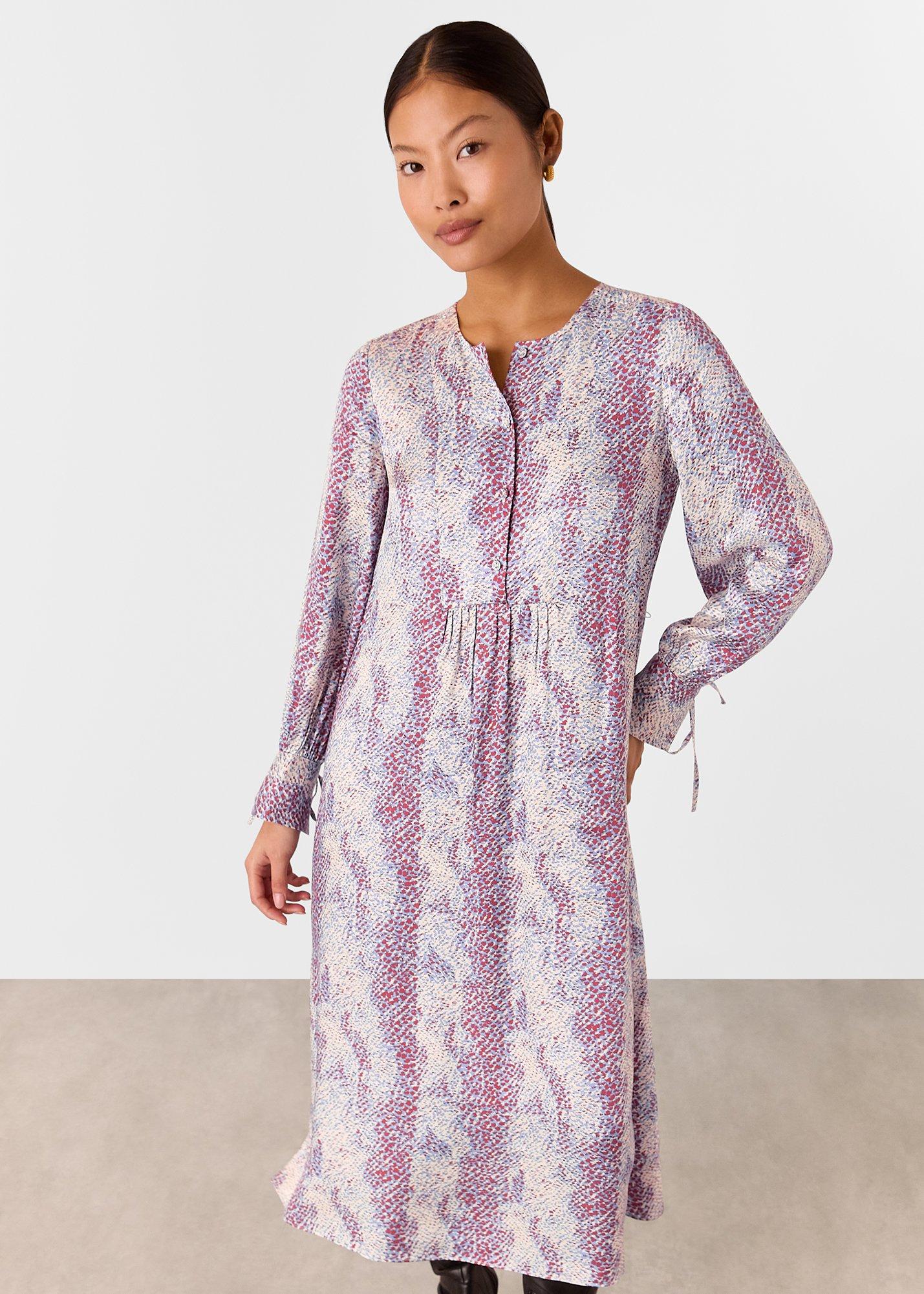 Petite Mottled Snake Print Midi Dress