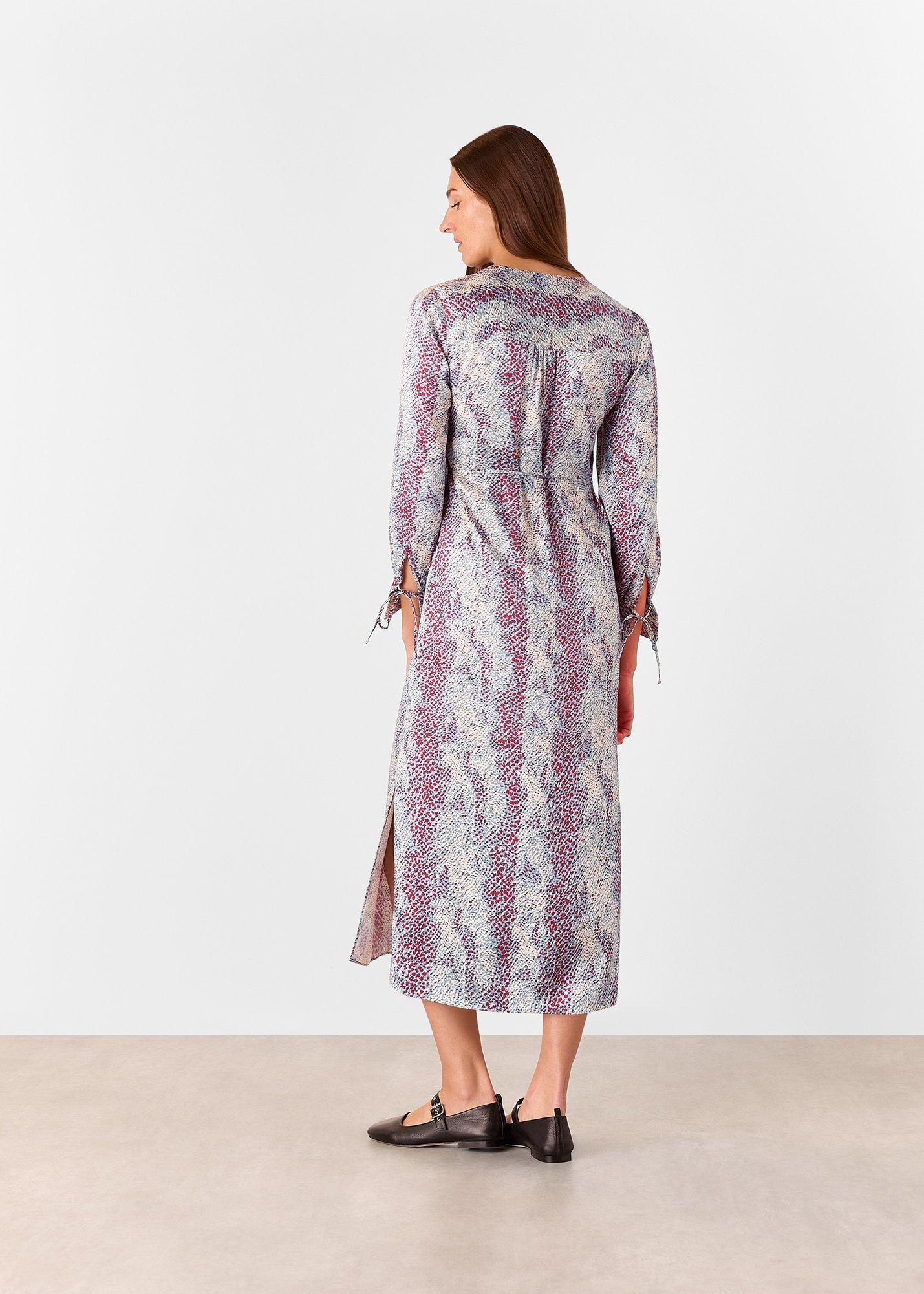 Multicolour Mottled Snake Print Midi Dress