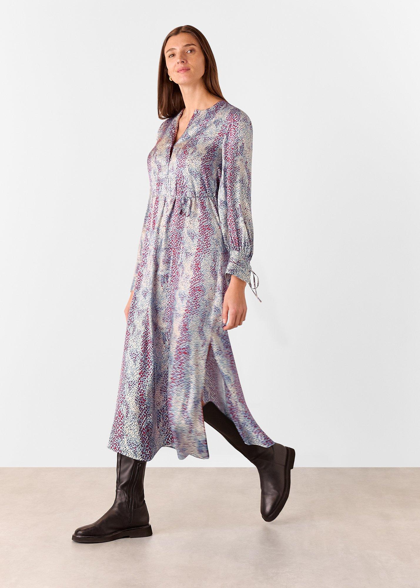Mottled Snake Print Midi Dress