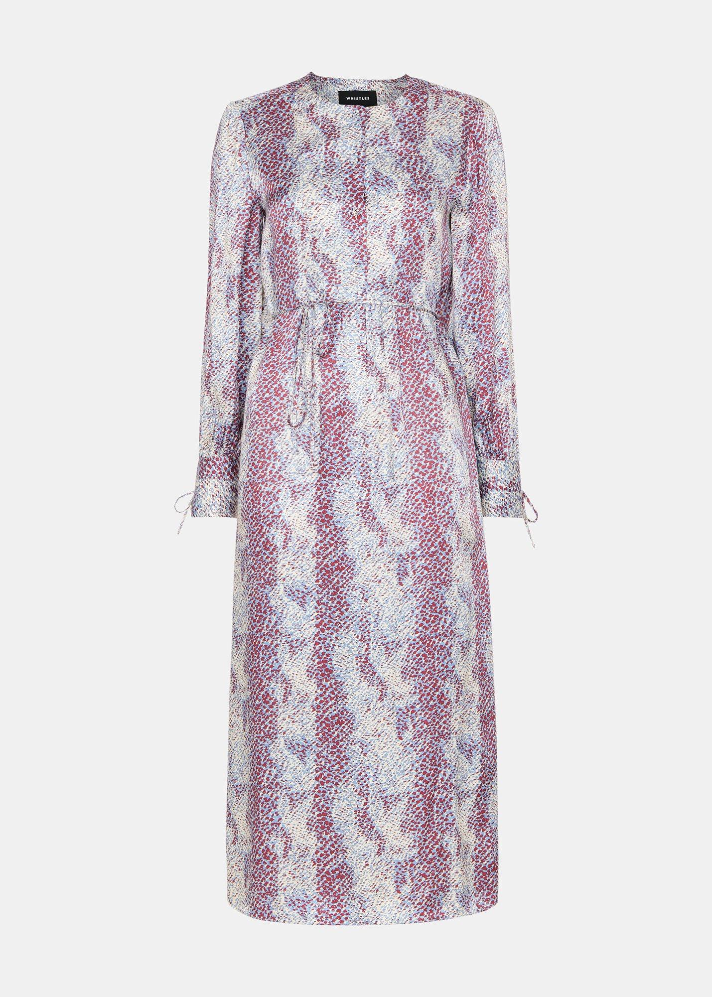 Mottled Snake Print Midi Dress