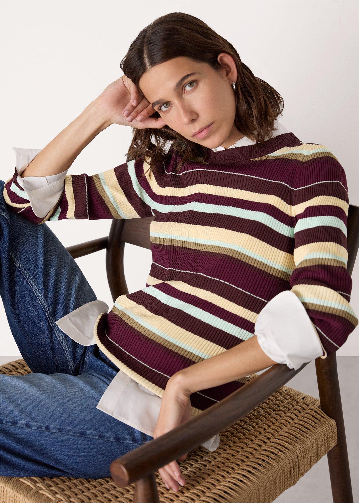 Multi Stripe Crew Neck Knit