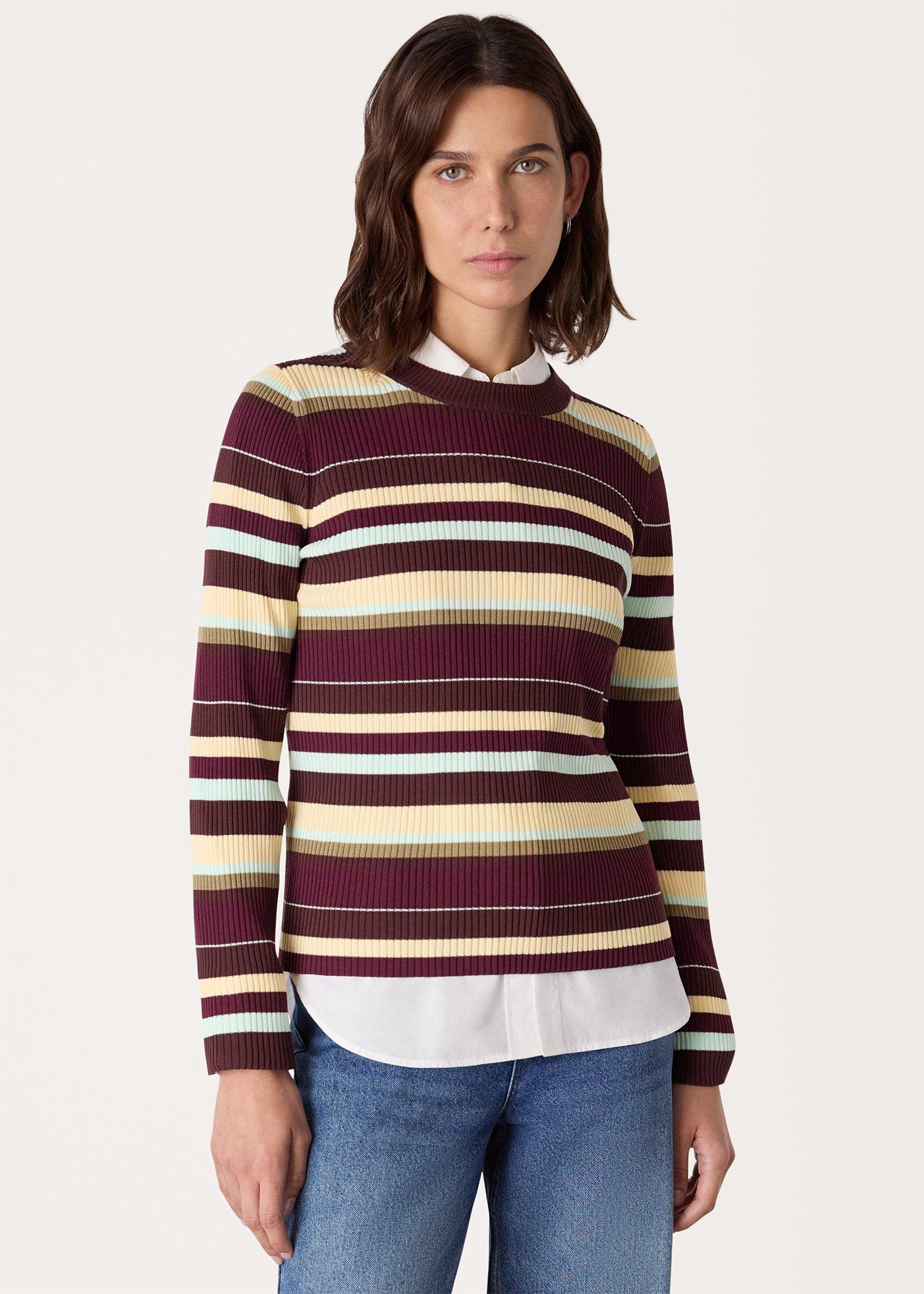 Multi Stripe Crew Neck Knit