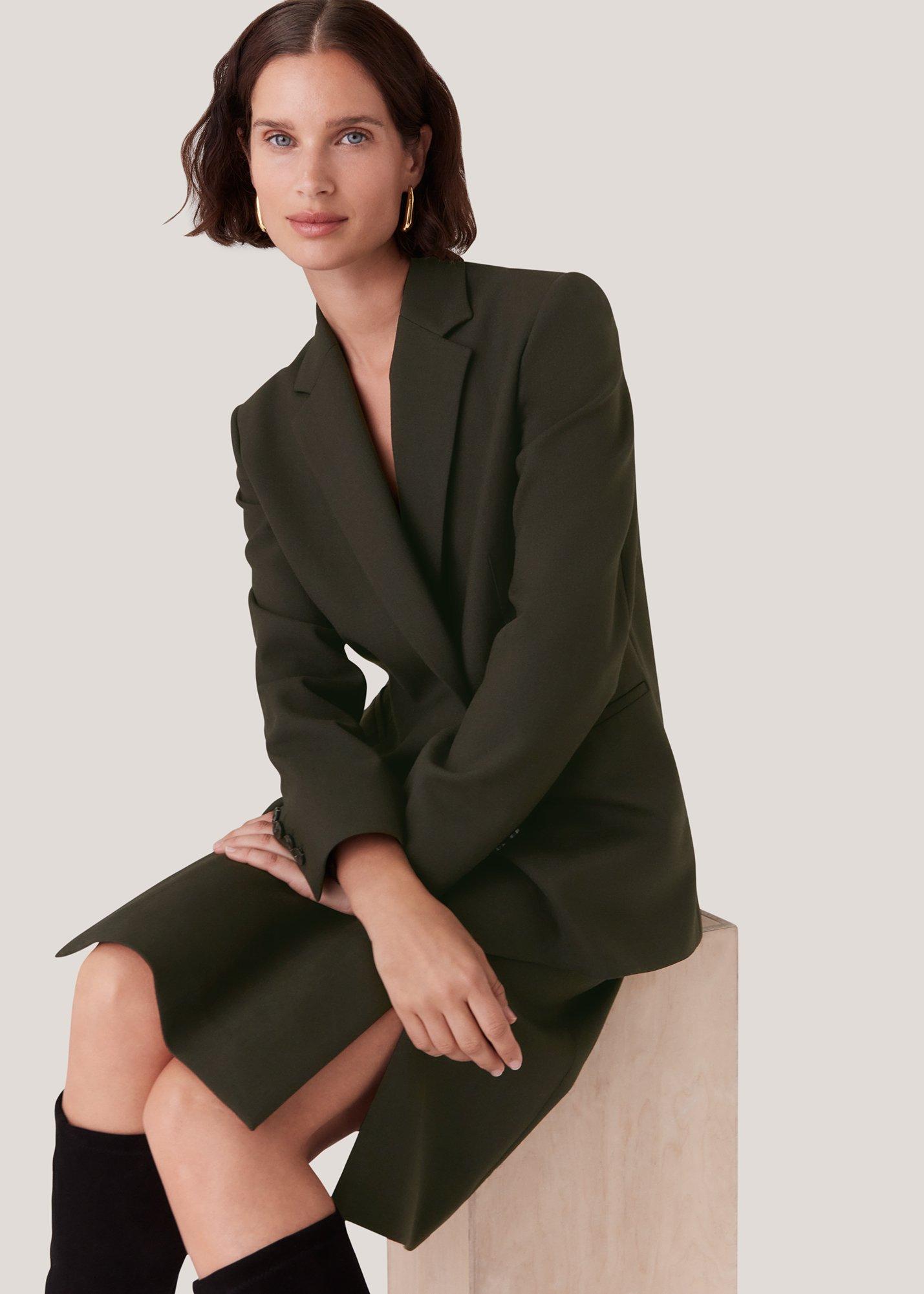 Dark Green Natalie Wool Blend Blazer