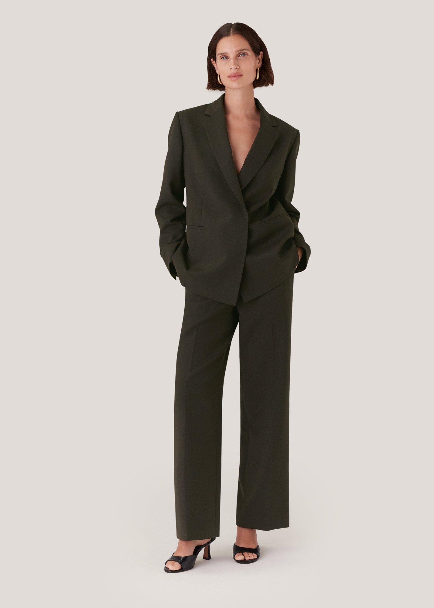 Dark Green Natalie Wool Blend Trouser