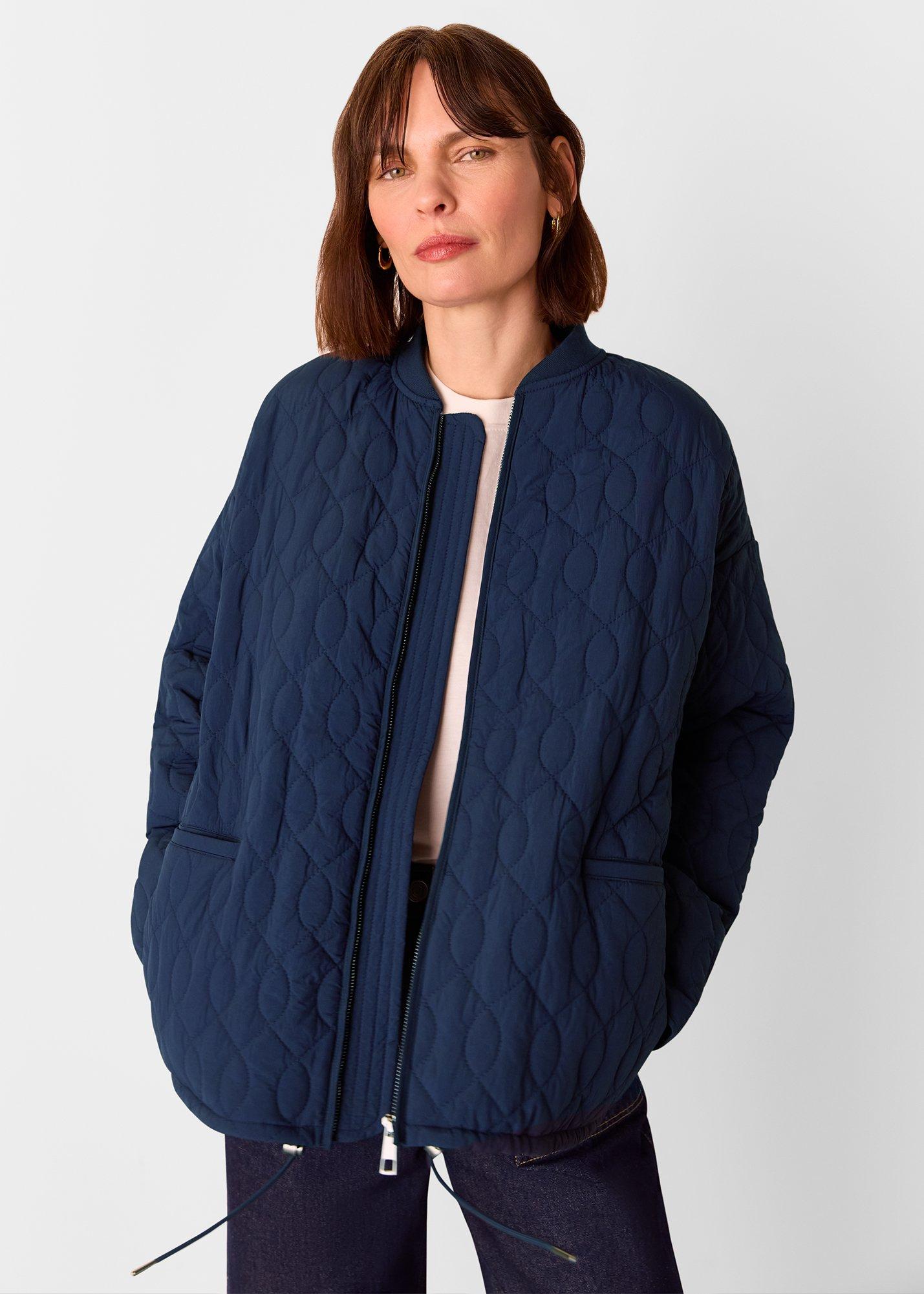 Navy Nia Drawstring Quilted Jacket