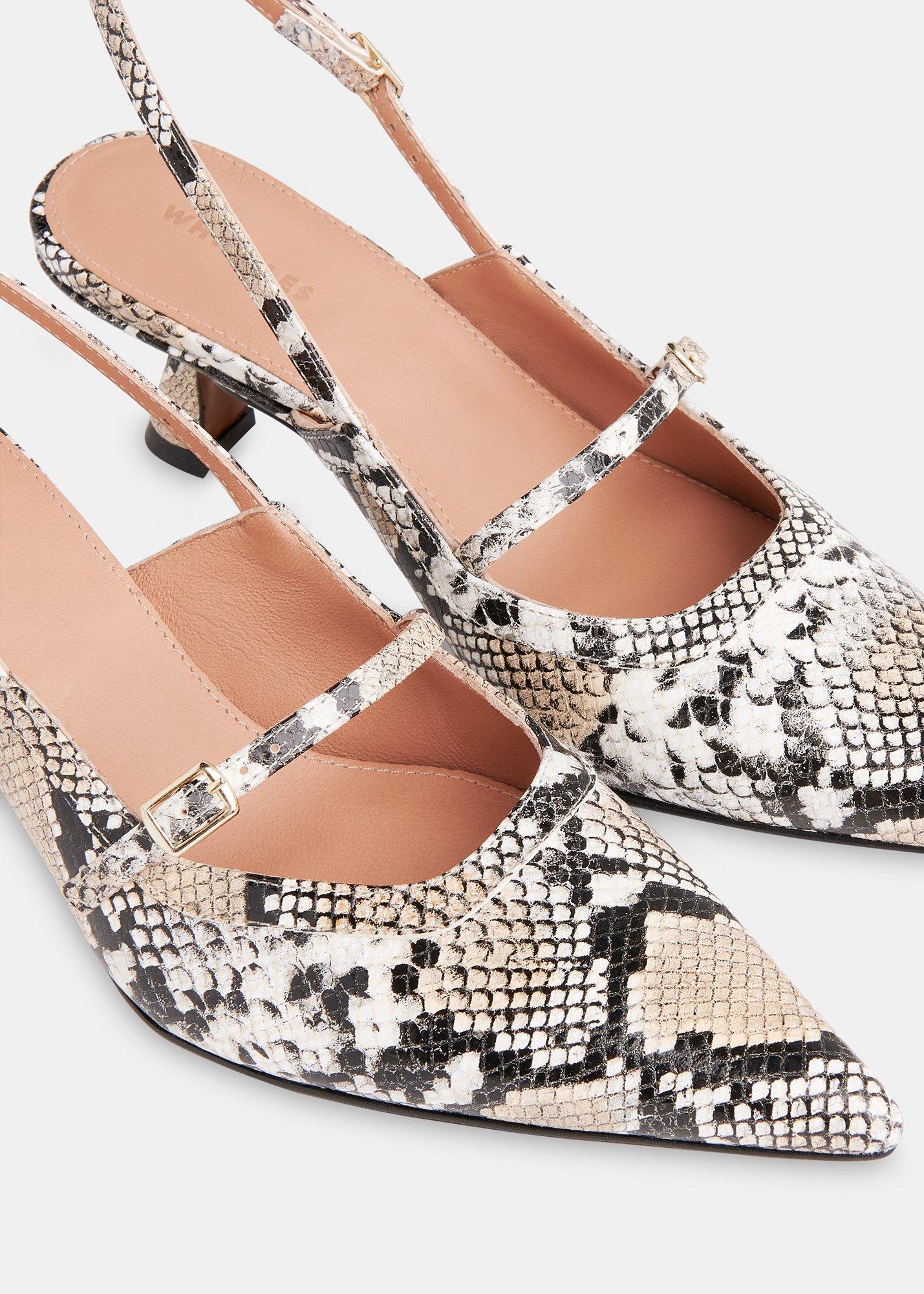 Black Nila Snake Slingback Heel