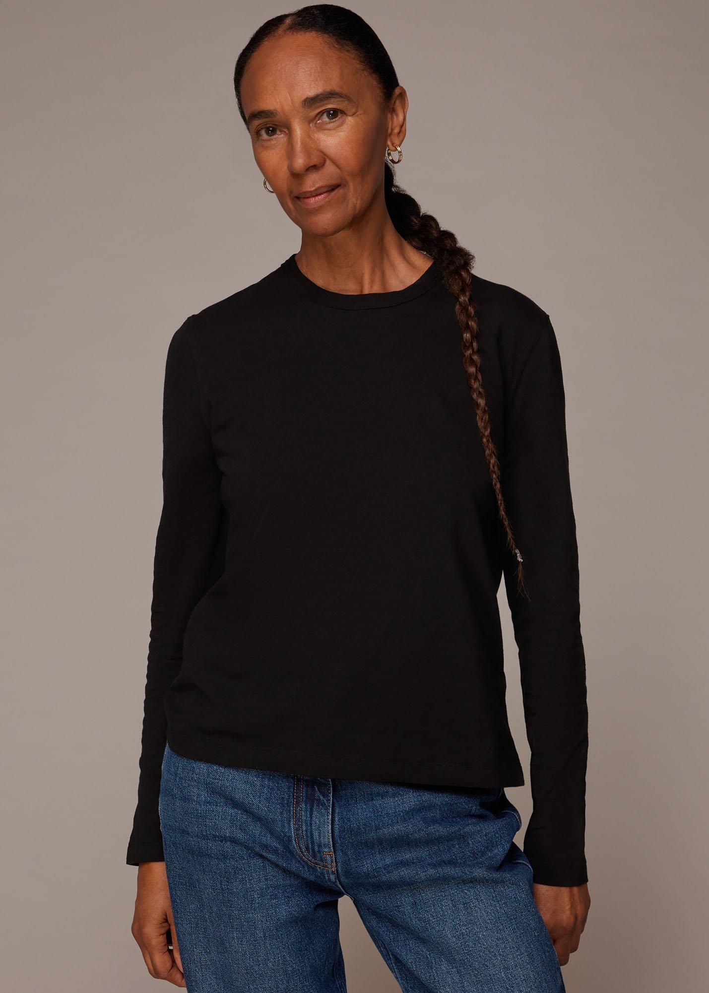 Black Organic Long Sleeve Emily Top