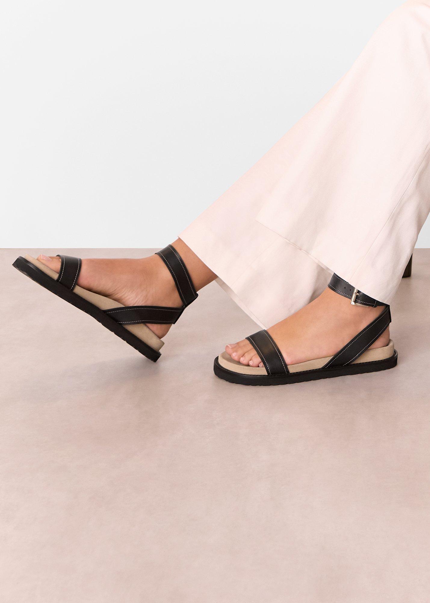 Black Ottie Contrast Stitch Sandal