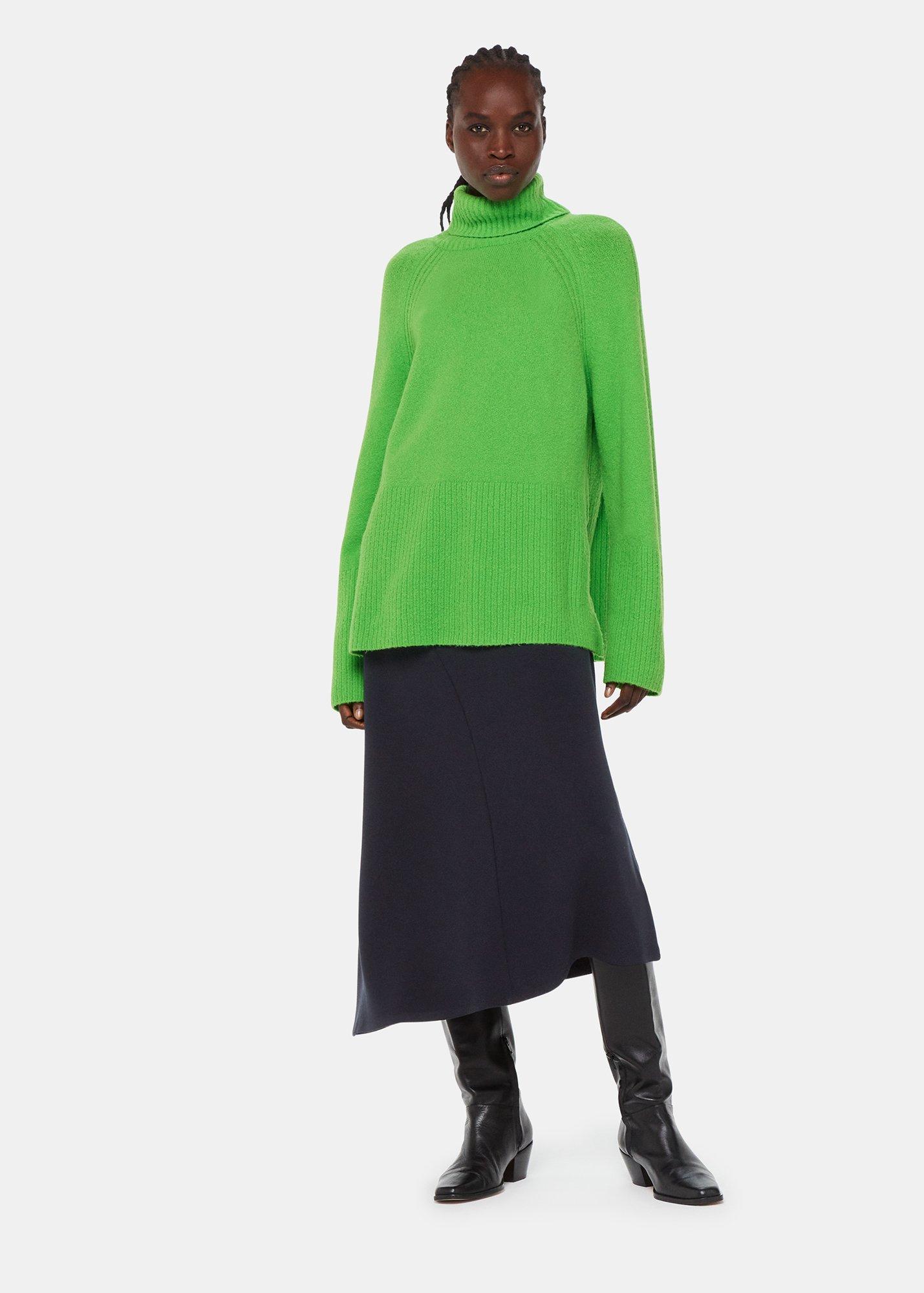 Navy Petite Ottoman Rib Curved Hem Skirt