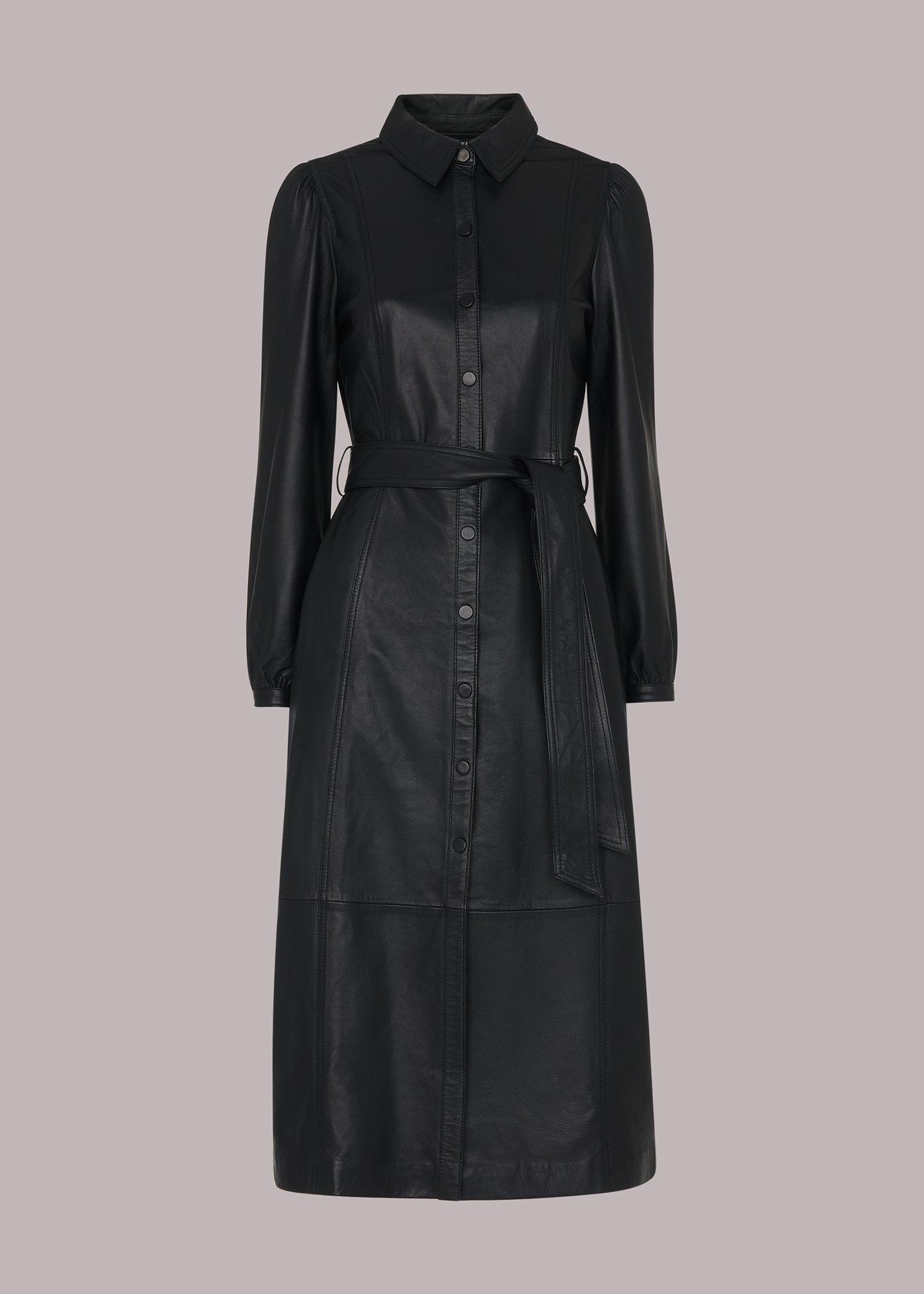 Phoebe Leather Shirt Dress