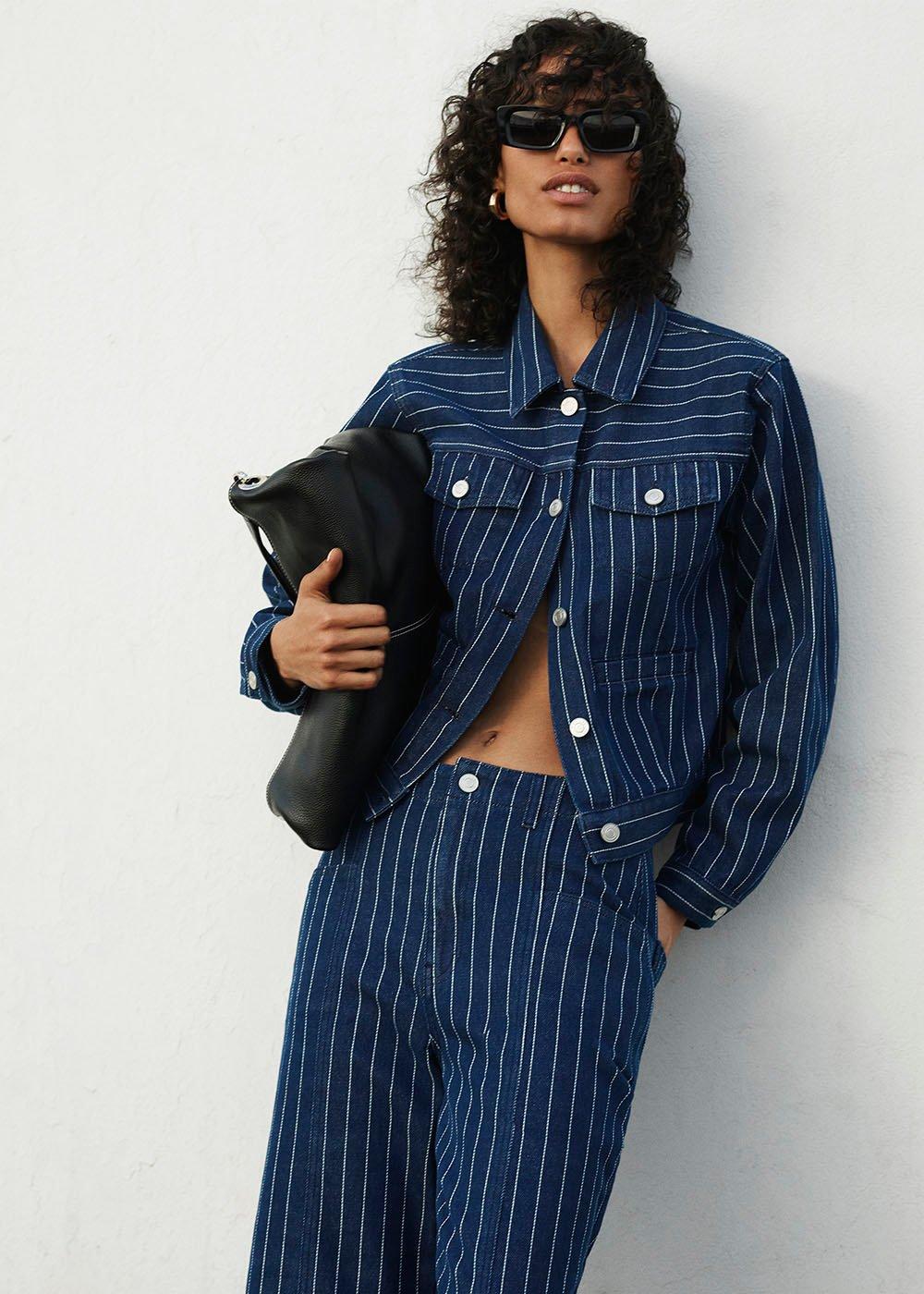 Pinstripe Denim Jacket
