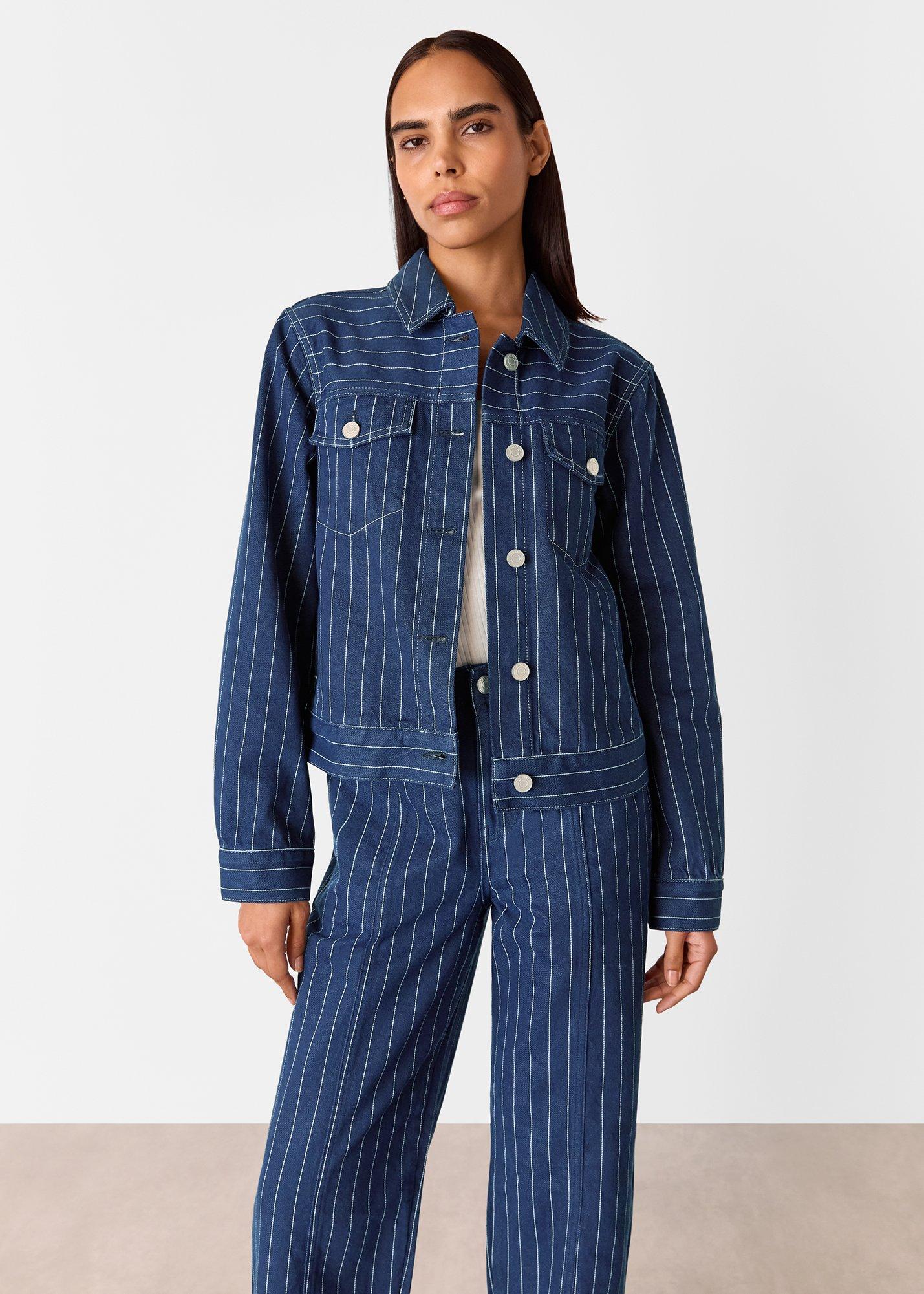 Pinstripe Denim Jacket