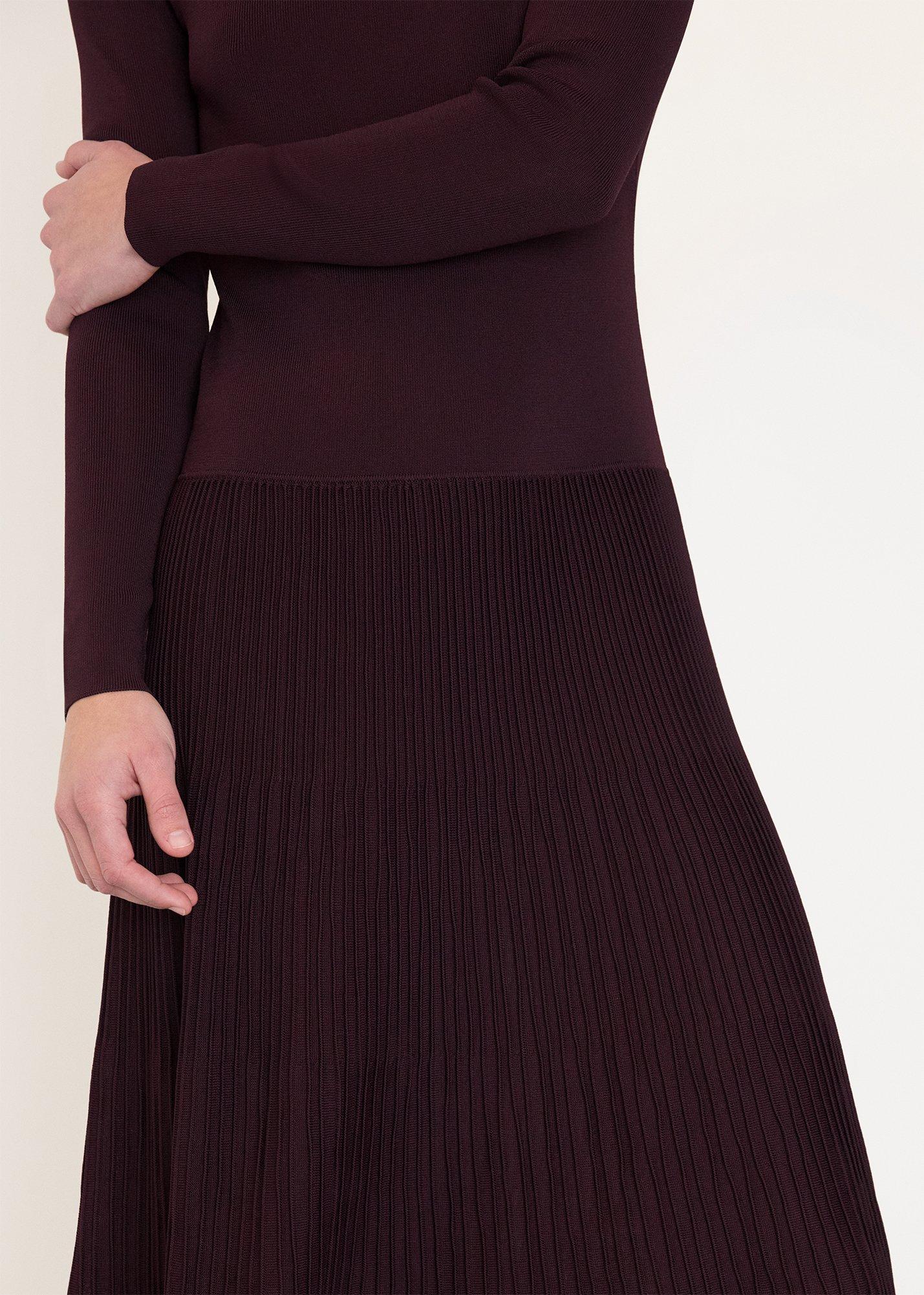 Petite Funnel Neck Pleated Knit Dress
