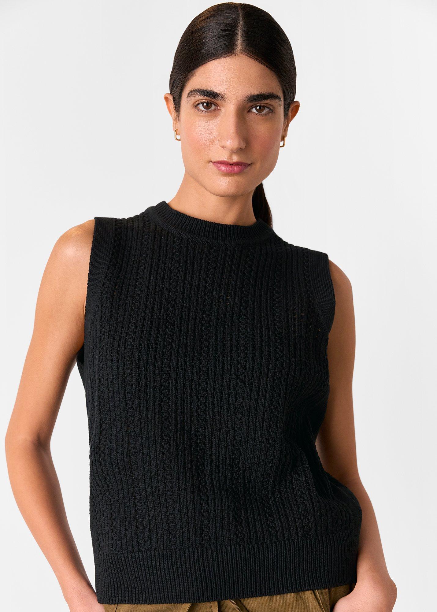 Black Pointelle Knitted Tank