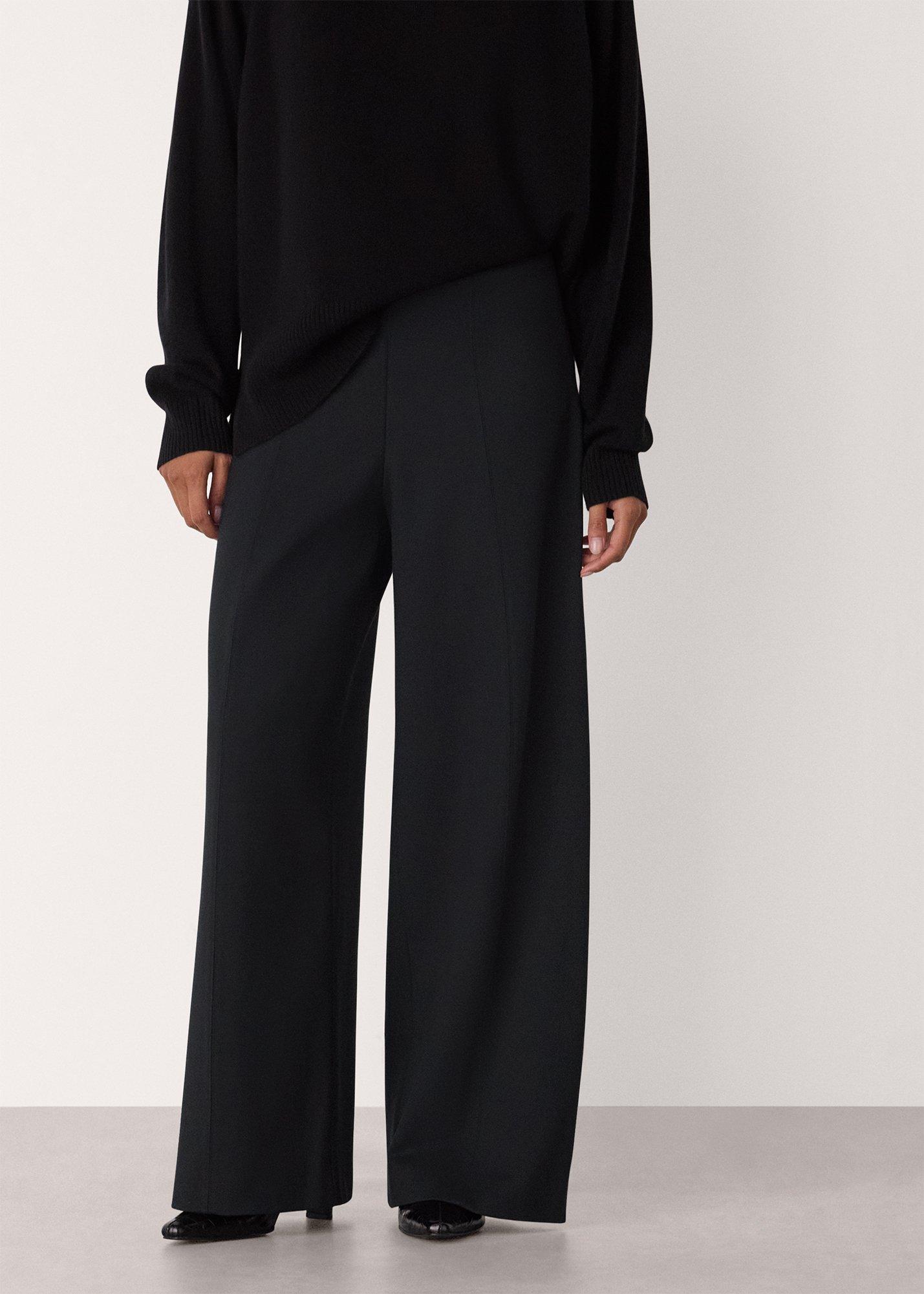 Black Ponte Wide Leg Trouser