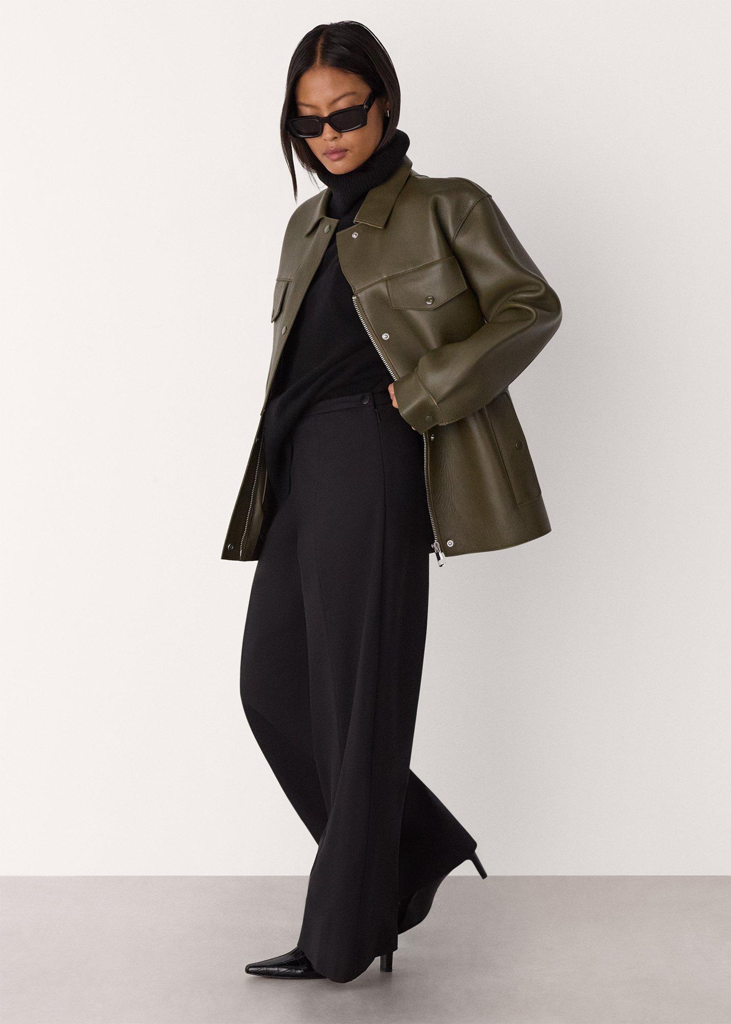 Black Ponte Wide Leg Trouser