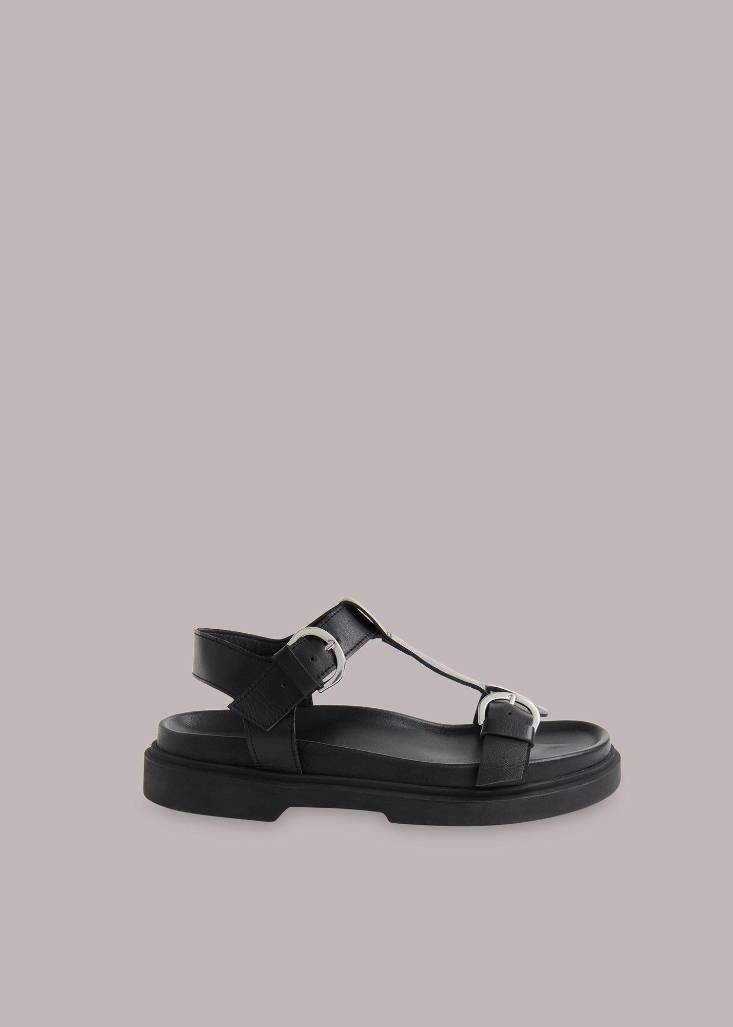 Black Porto Double Buckle Sandal