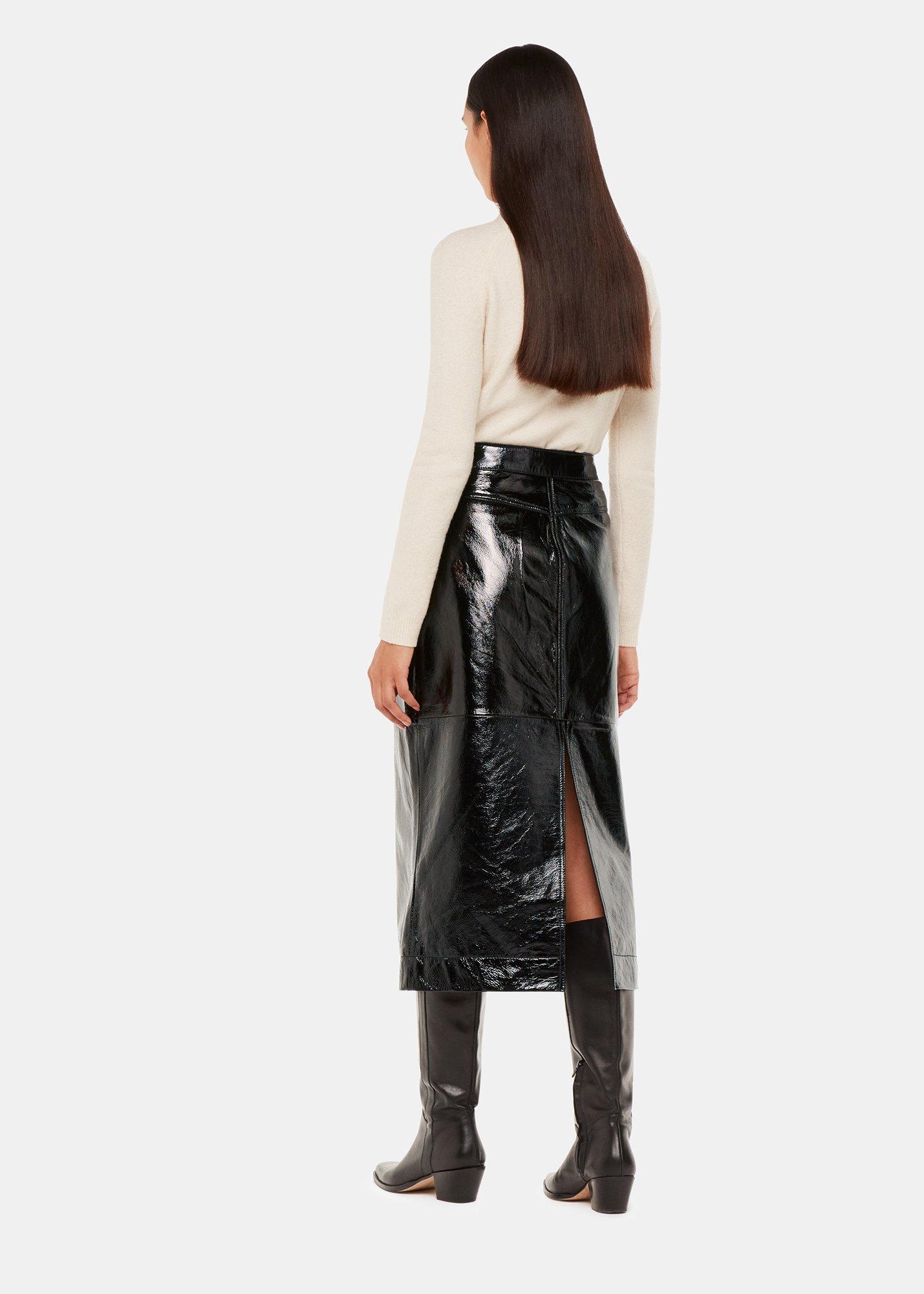 Black Petite Rachel Patent Leather Skirt