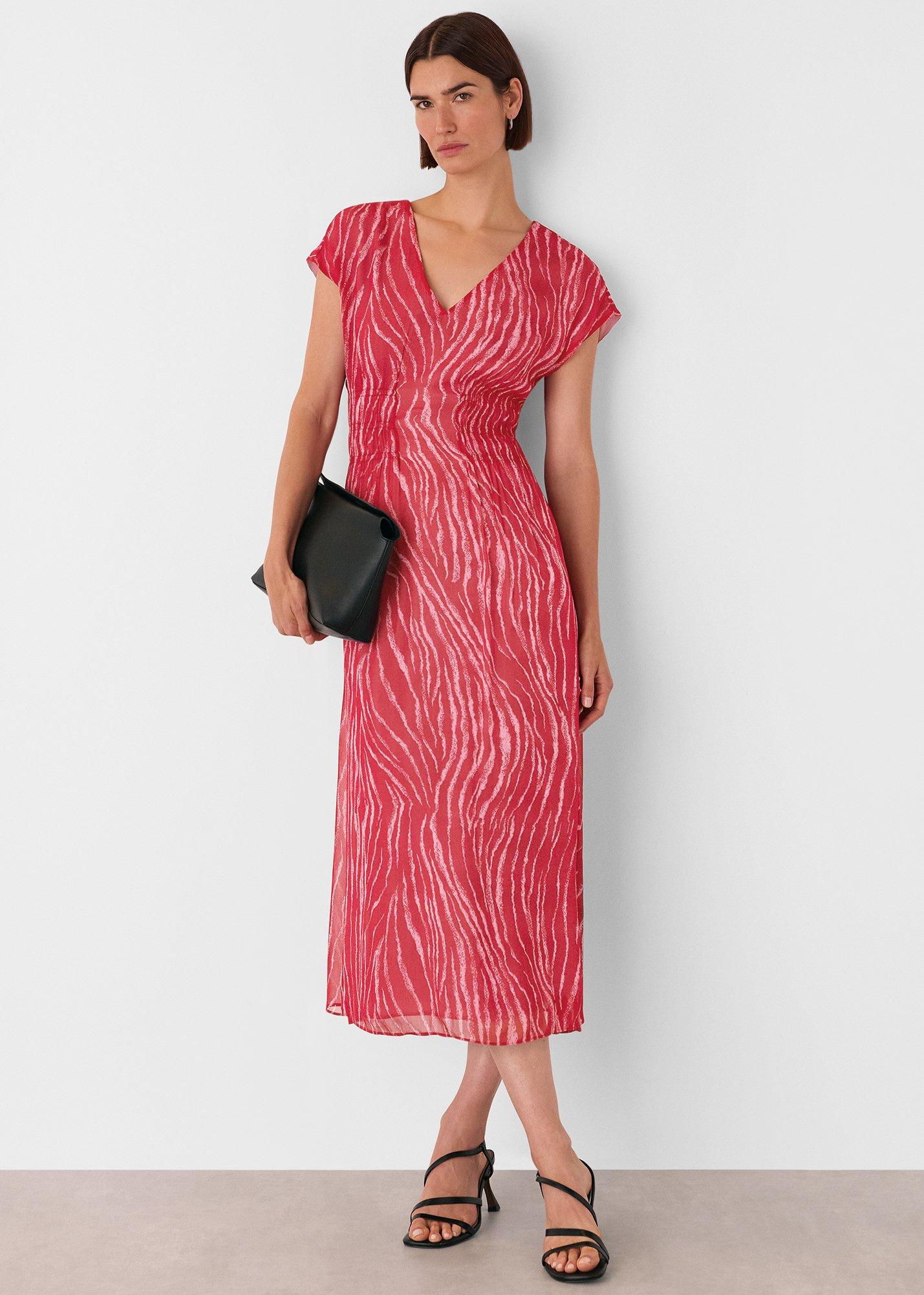 Red Zebra Texture Midi Dress