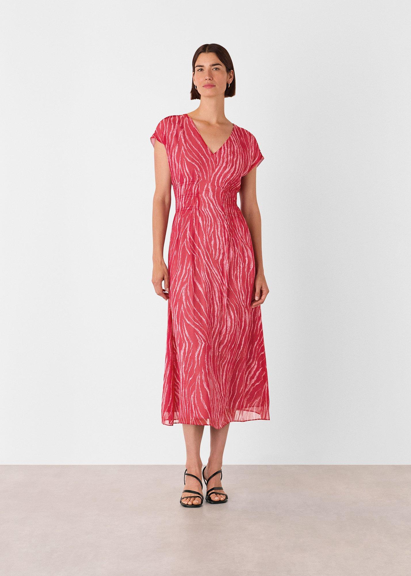 Red Zebra Texture Midi Dress